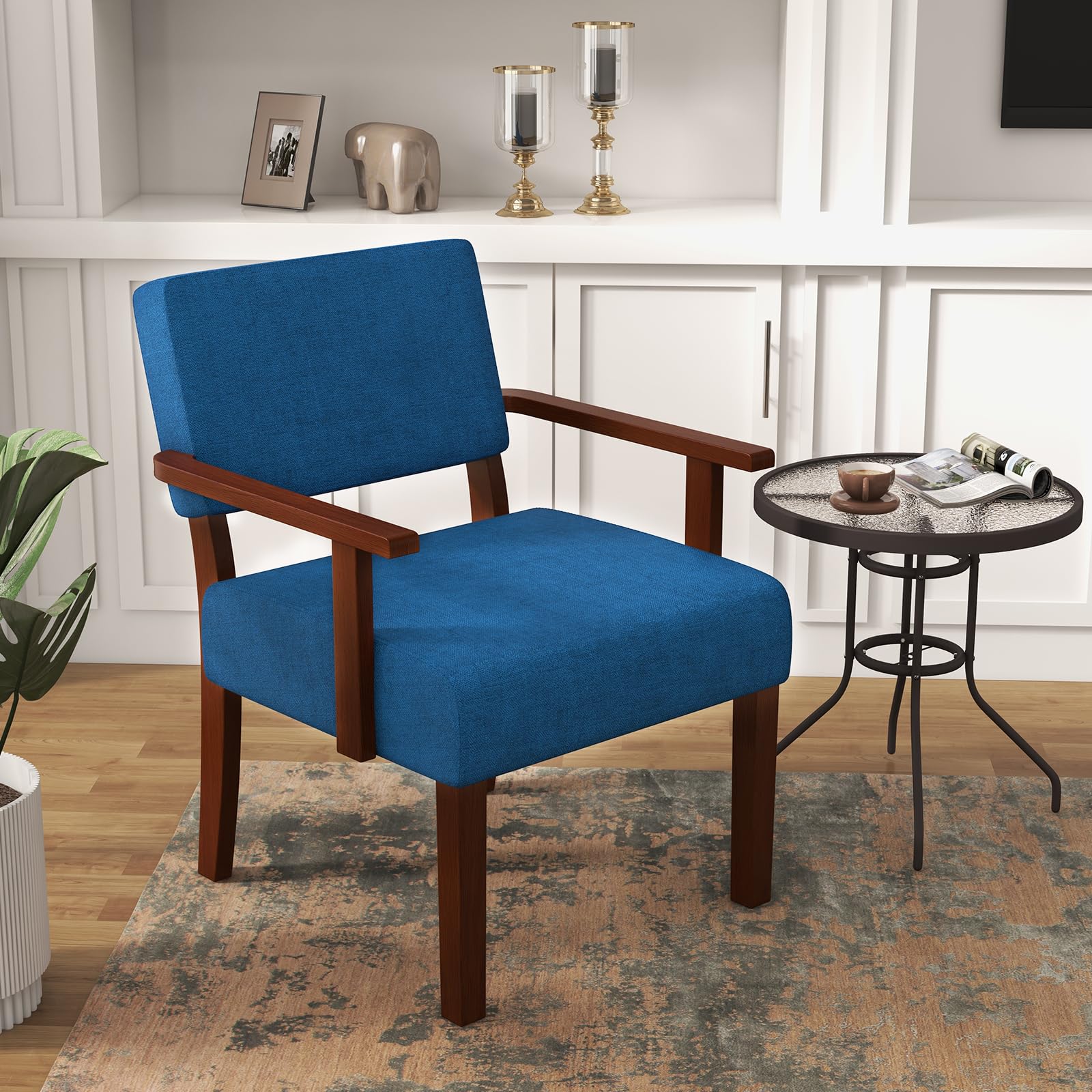 Giantex Modern Accent Chair, Linen Living Room Arm Chair w/Soft Padded Seat & Backrest