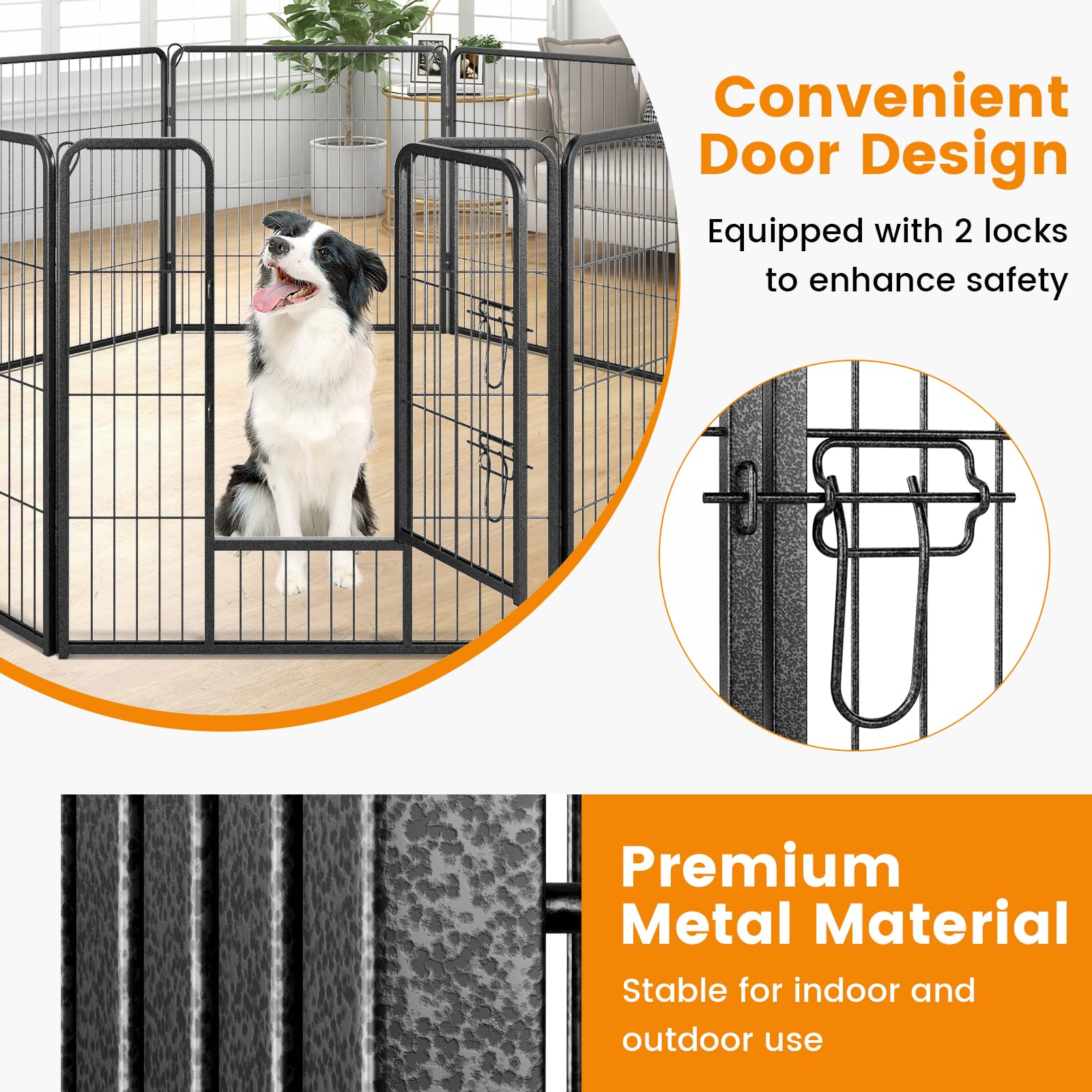 Giantex Dog Playpen Outdoor 32" H - 8/16 Panels Metal Pet Fence for Medium Dogs, Heavy Duty Dog Pen Exercise Fence with Door