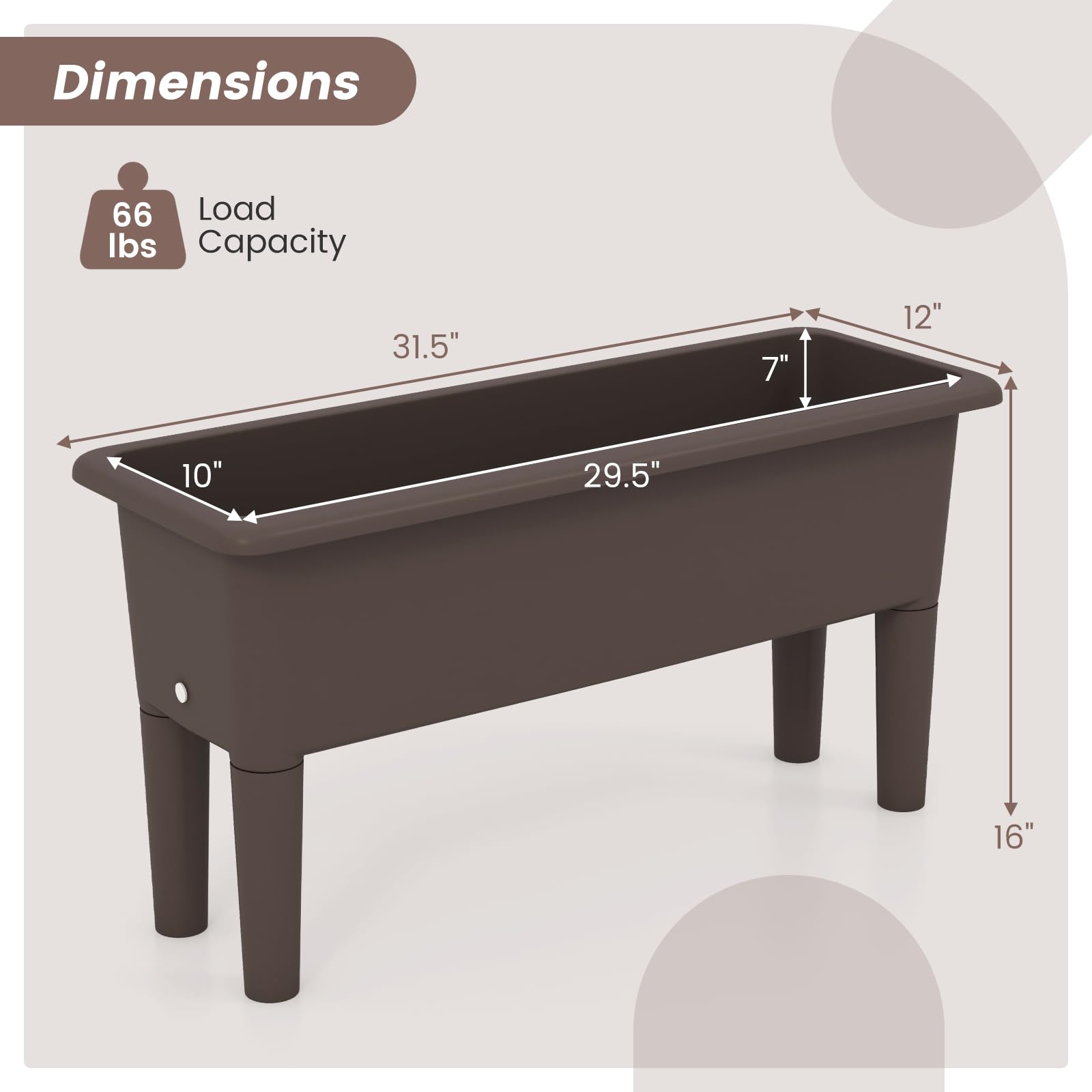 Giantex Raised Garden Beds Outdoor Set of 2, Self-Watering Planter Box with Detachable Legs & Drainage Hole