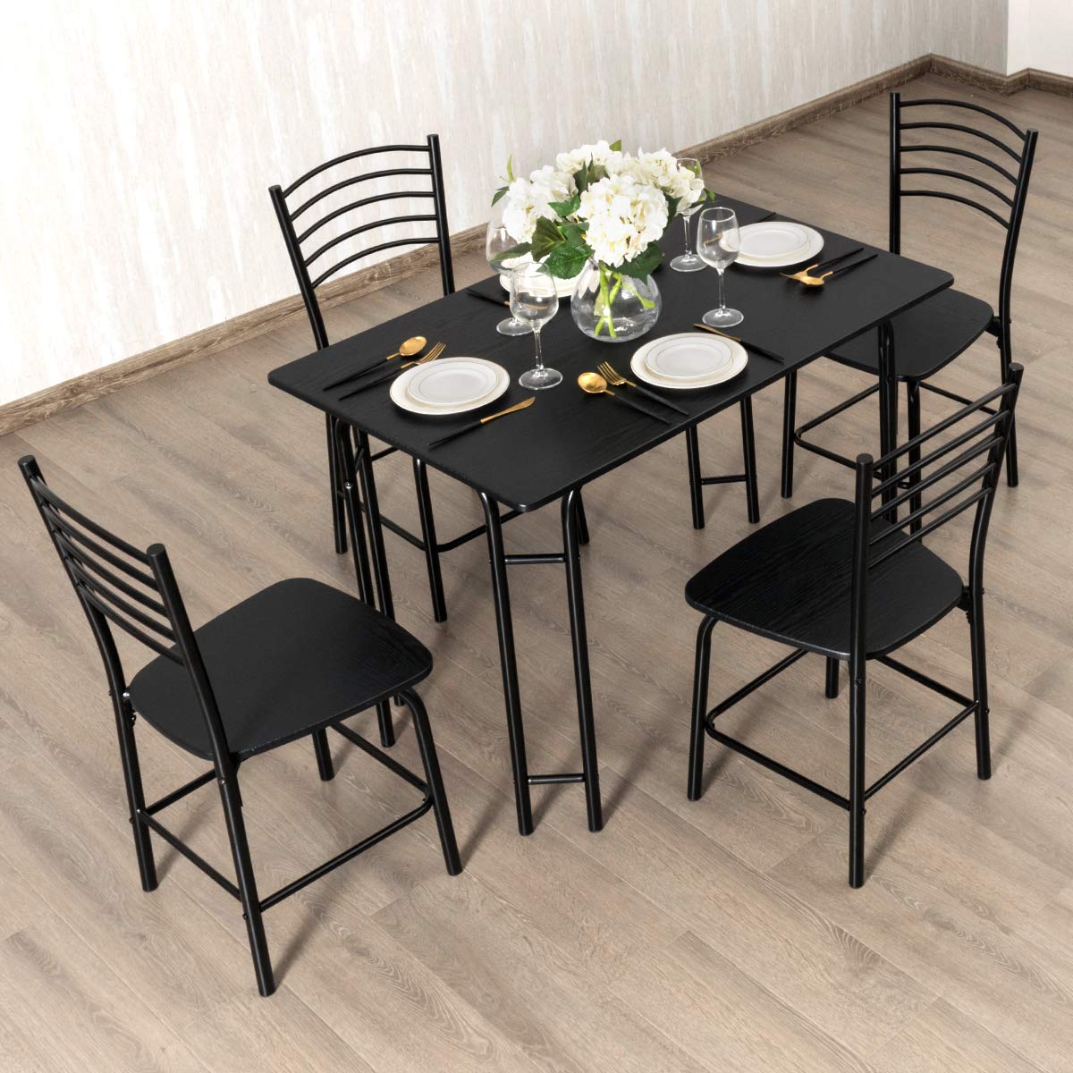 Giantex 5 PCS Dining Table Set 4 Person Modern Kitchen Table and 4 Chairs