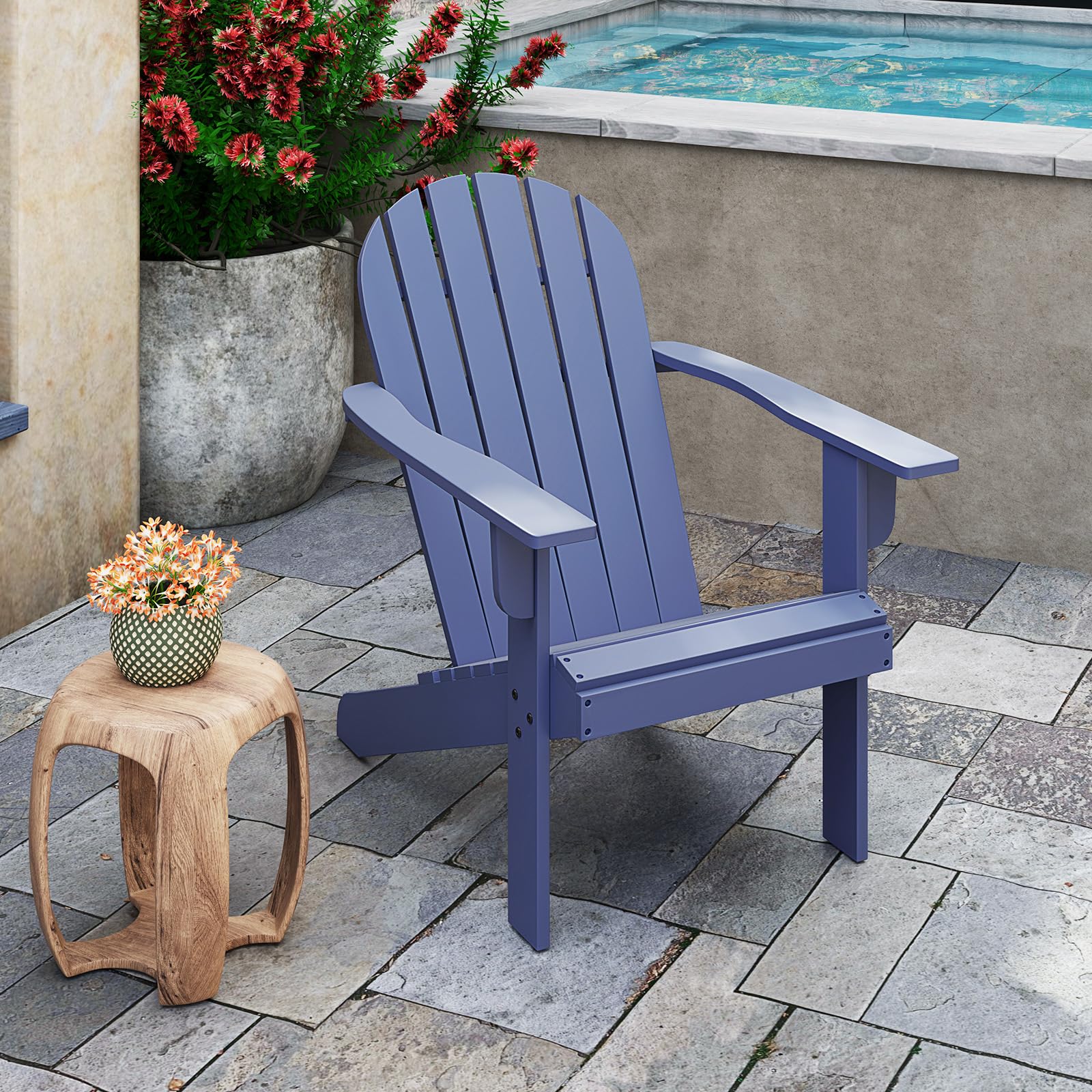 Giantex Acacia Wood Adirondack Chair Set of 1/2/4, Outdoor Fire Pit Chair with 105° Inclined Seat