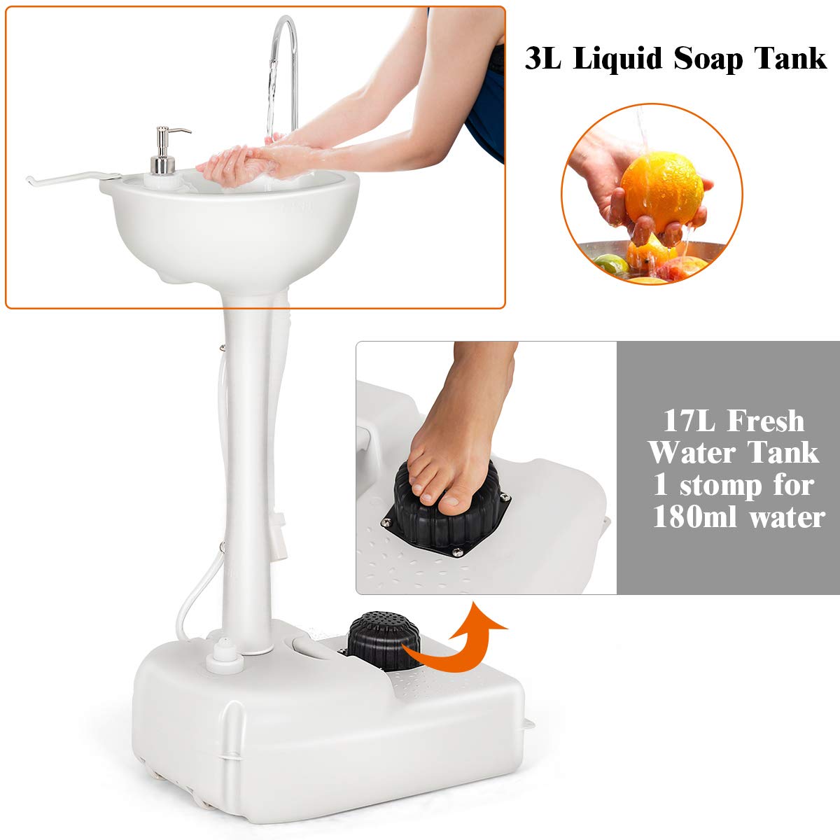 Portable Camping Sink with Soap Dispenser and Towel Holder