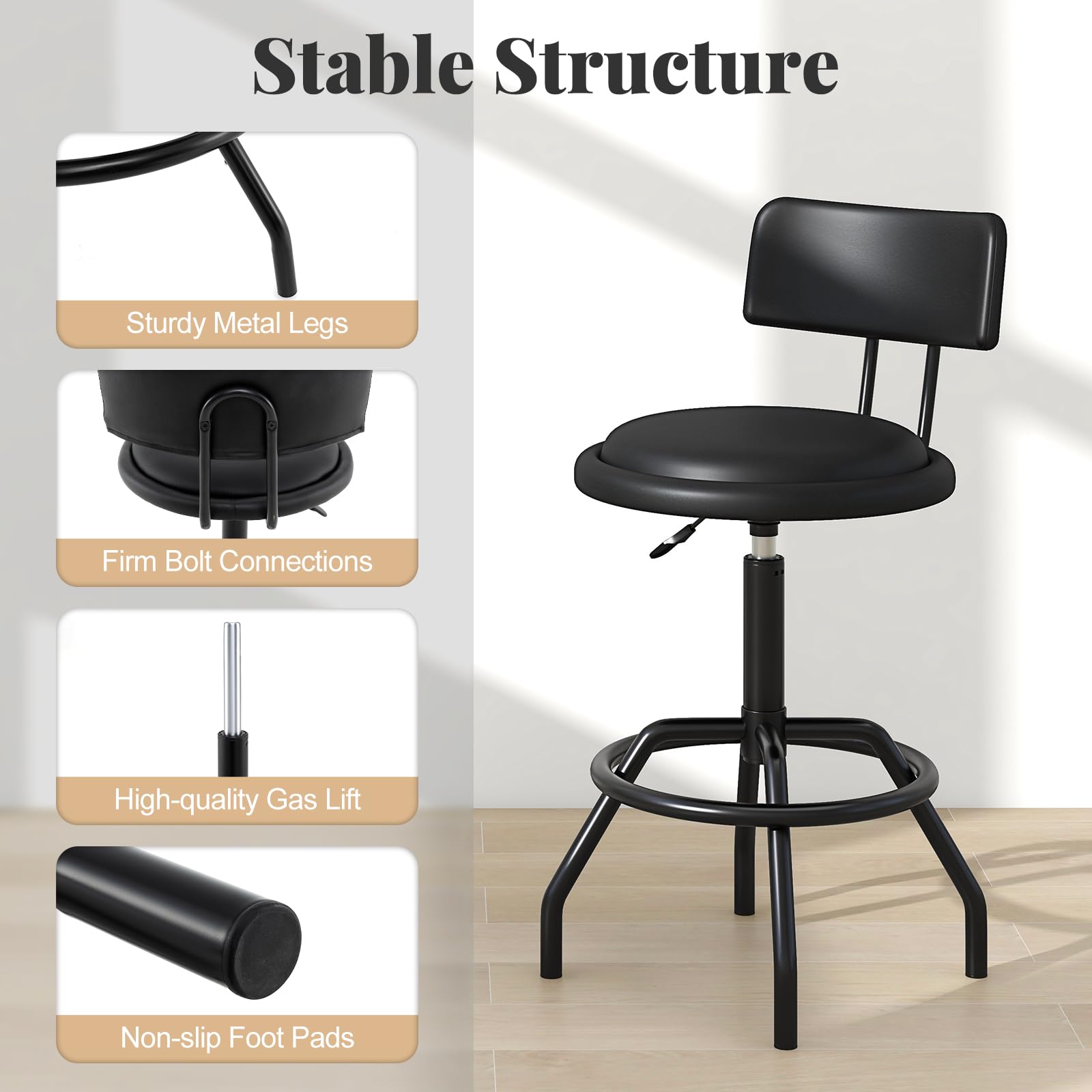 Giantex Swivel Bar Stools Set of 1/2/3/4, 24.5"-29" Height Adjustable Counter Height Chairs w/Back