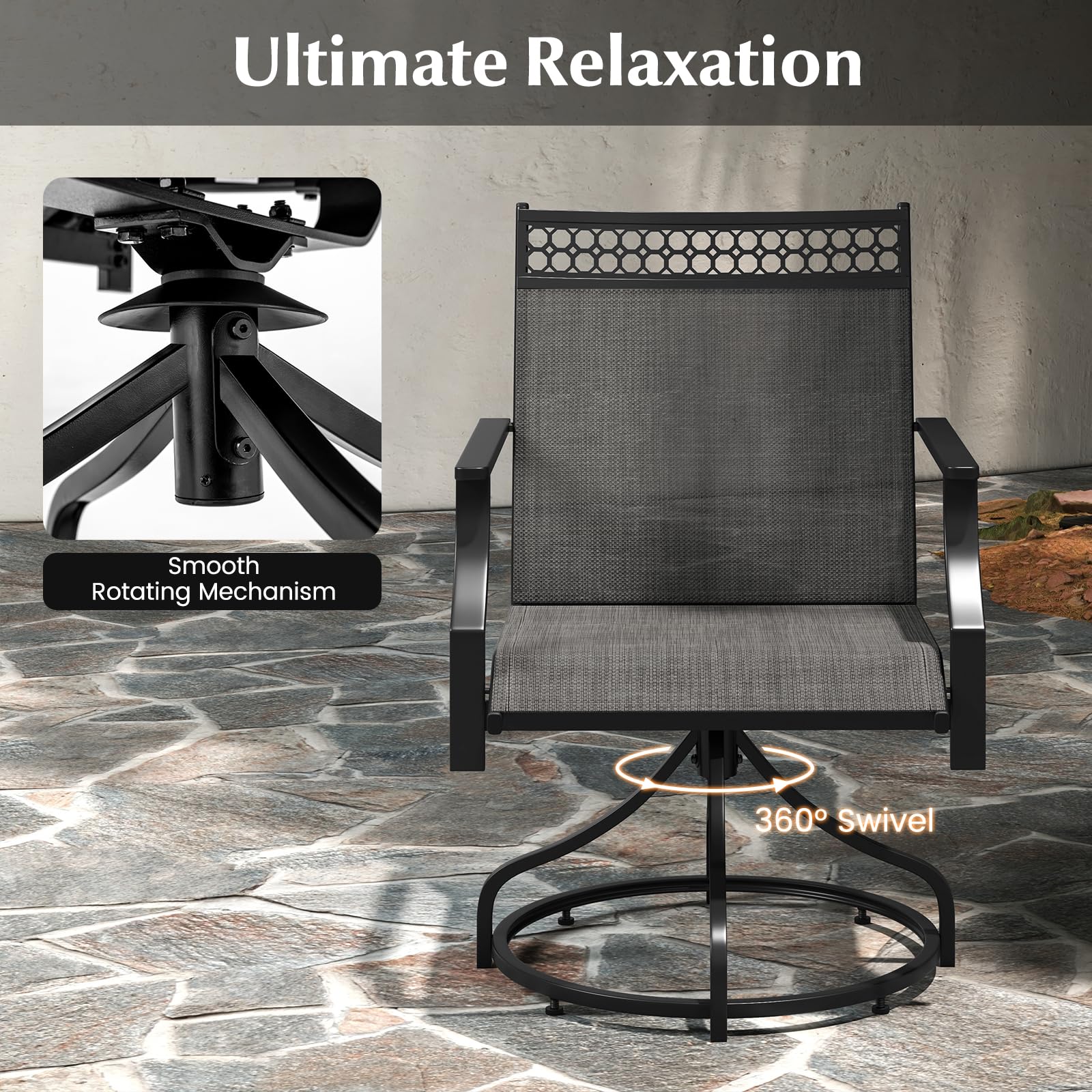 Giantex Swivel Outdoor Chairs,  Patio Dining Chairs, Round Steel Base