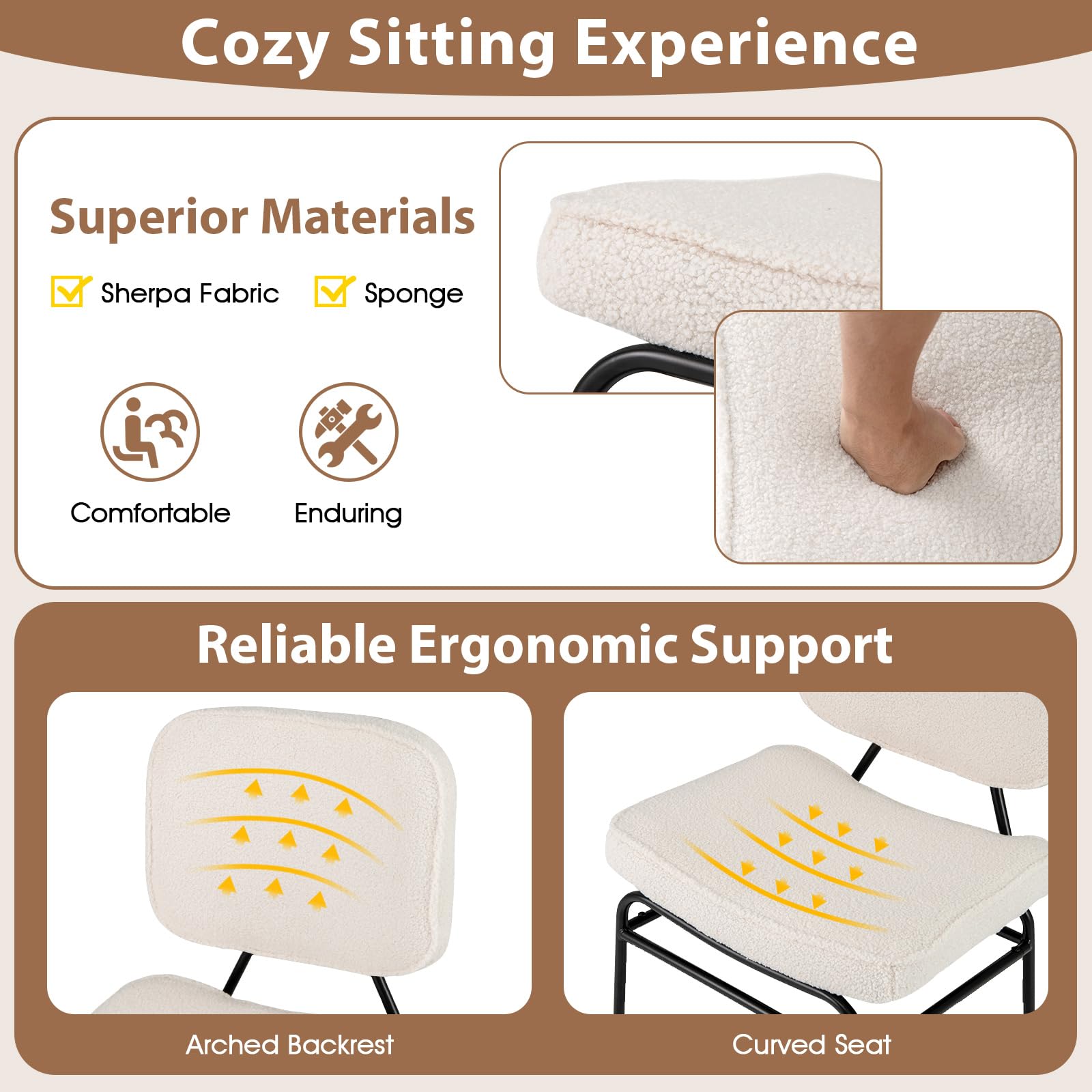 Giantex Modern Armless Accent Chair - Sherpa Reading Chair with Sponge Padding