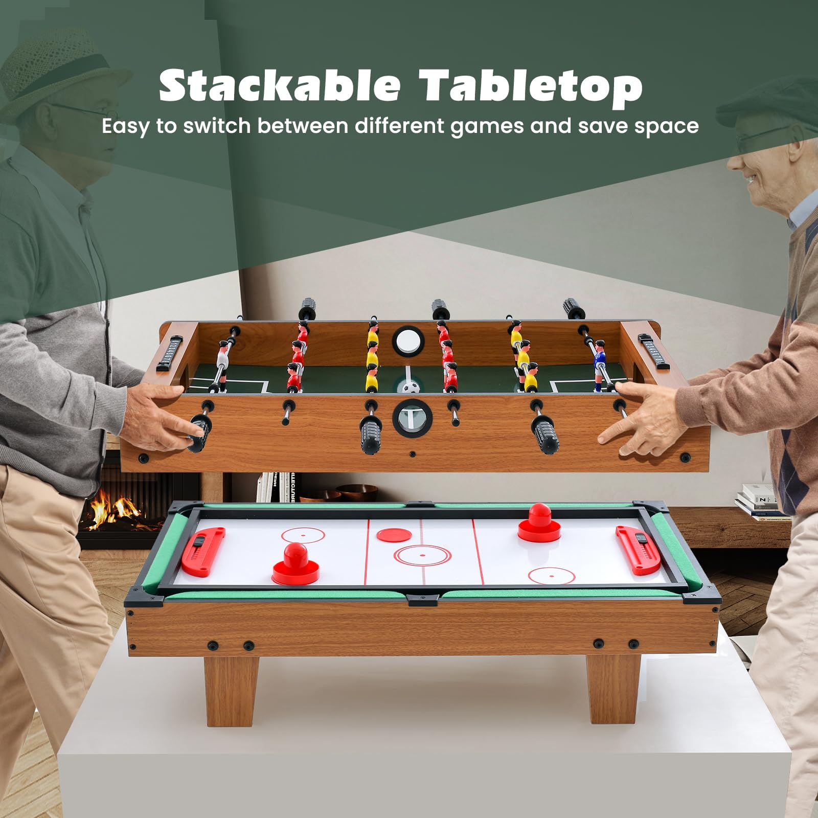 Giantex 4-in-1 Multi Game Table, Combo Foosball Game Table Top w/Billiards, Ping Pong, Push Hockey for Home, Game Room