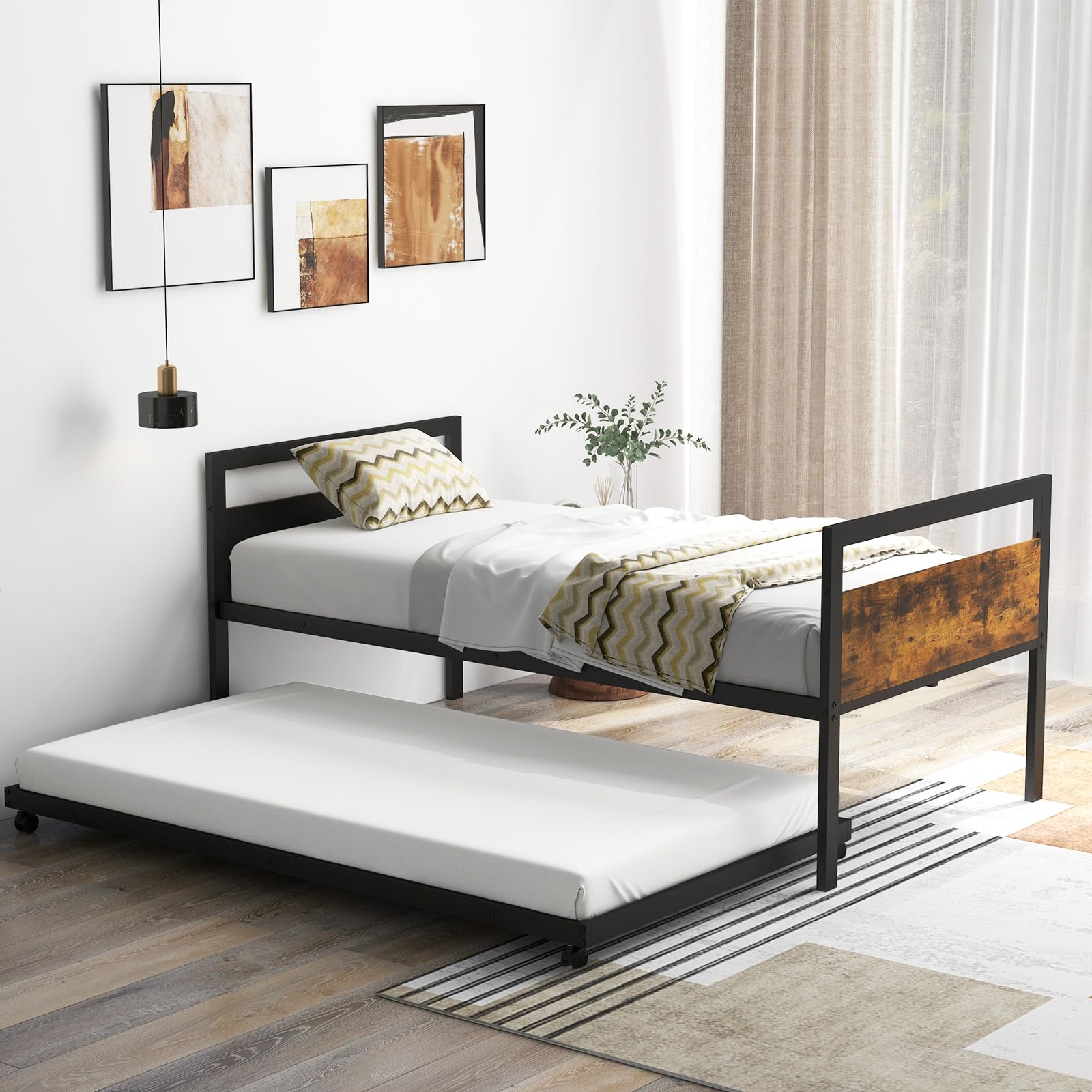 Giantex Metal Daybed with Trundle