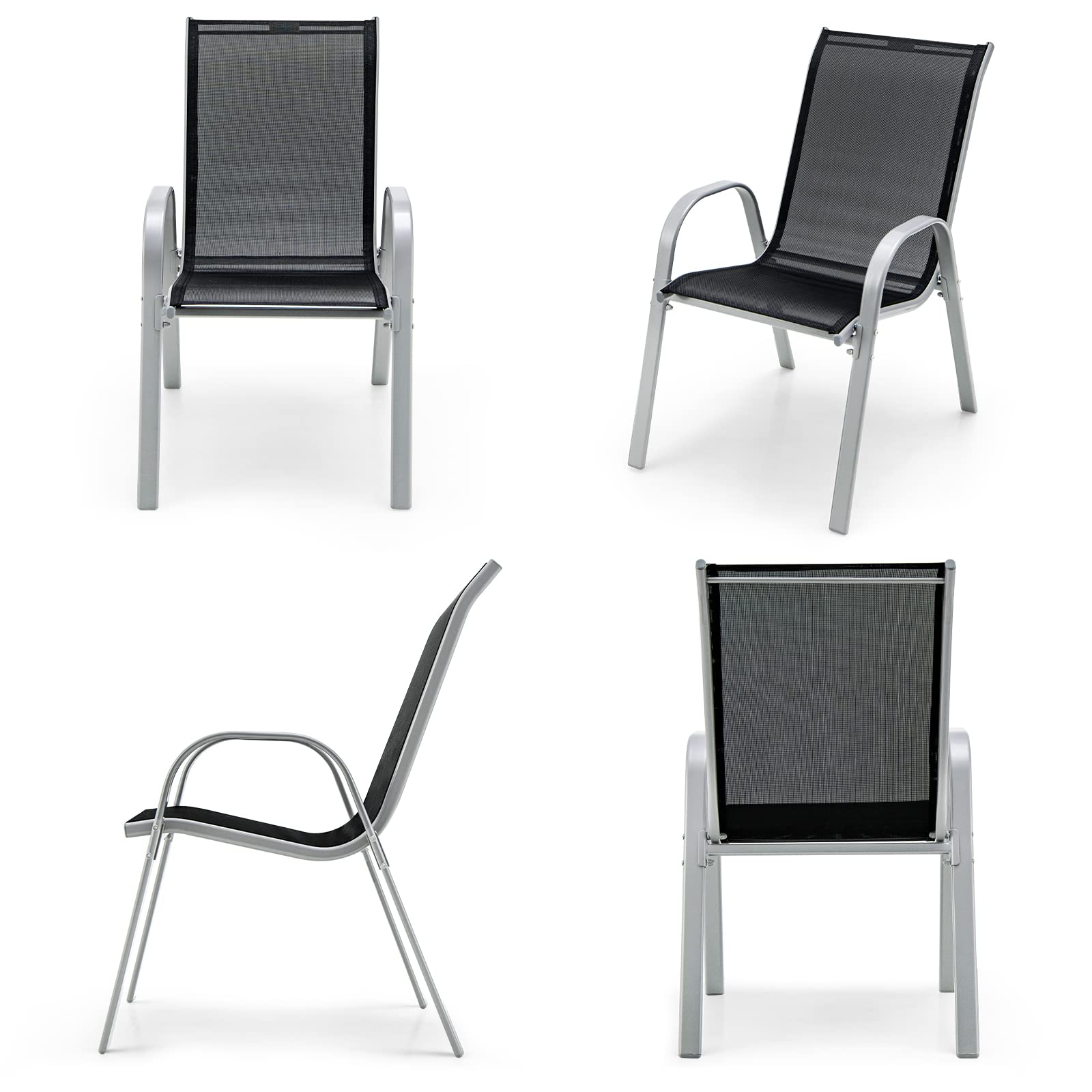 Giantex Set of 4 Patio Chairs, Stackable Outdoor Dining Chairs