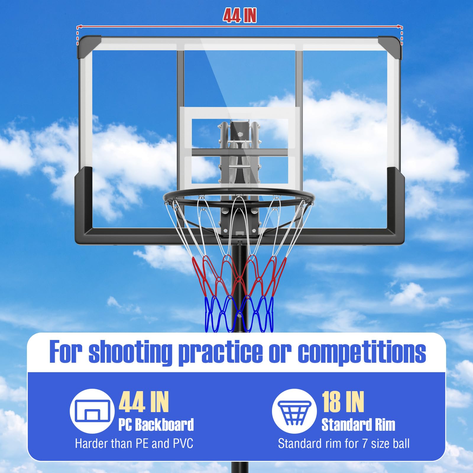 Giantex Portable Basketball Hoop Outdoor - 4.9-10 FT Height Adjustable Basketball Goal System