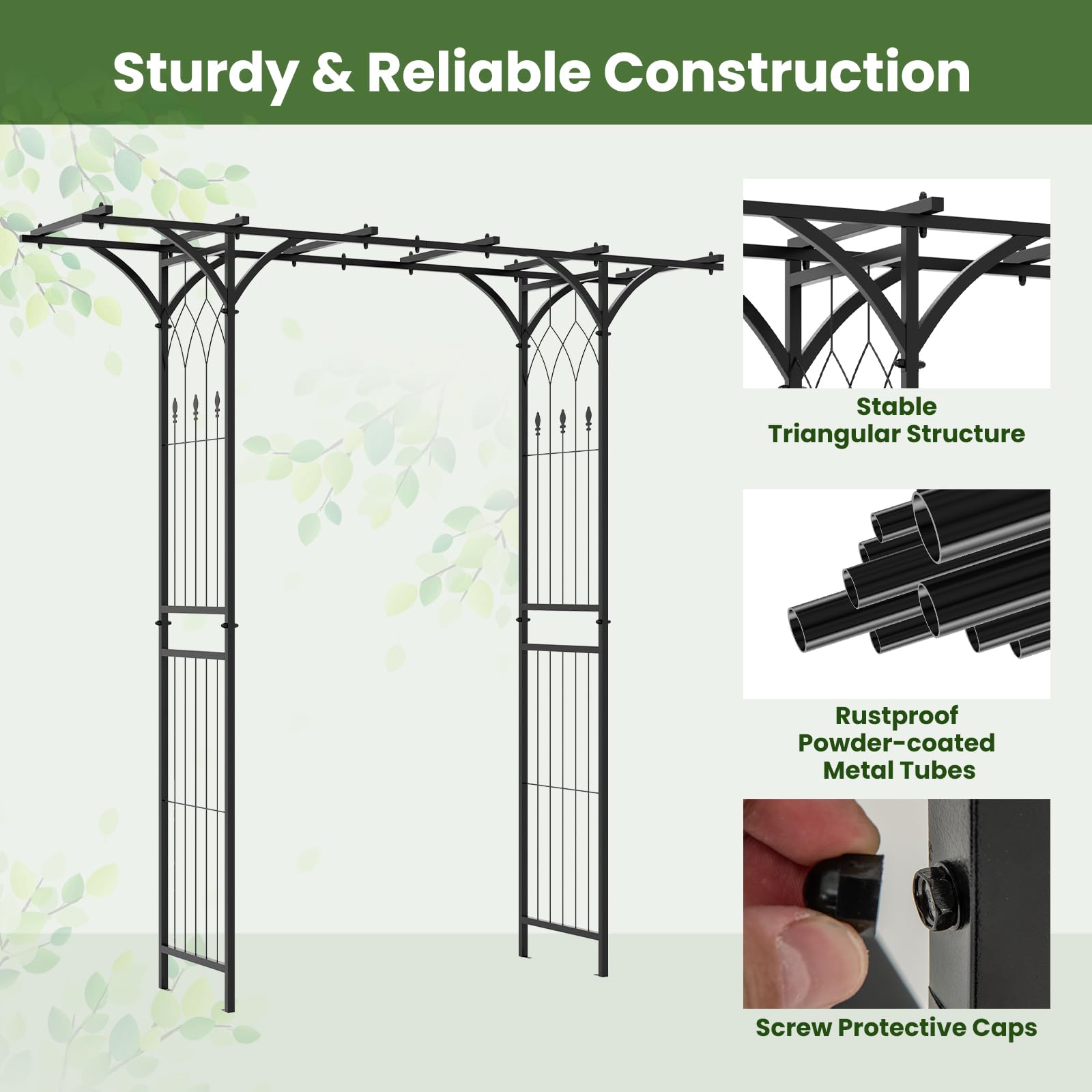 Giantex Garden Arch Trellis, Wedding Arbor for Ceremony Party, 79''W x 81''H, Metal Garden Arbor for Climbing Plants Rose