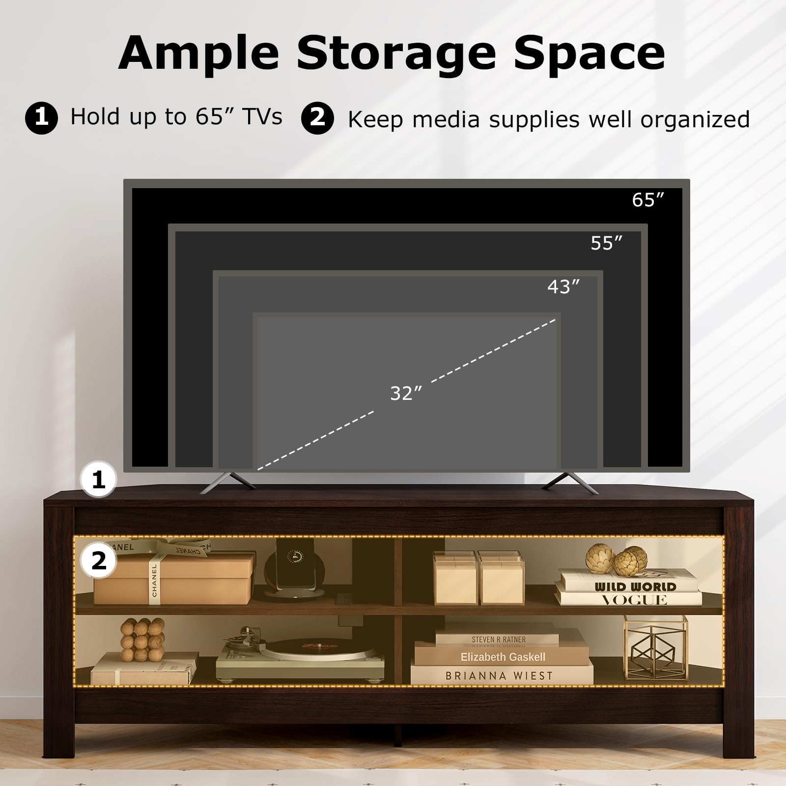 Giantex Corner TV Stand with Power Outlet, 3-Tier Entertainment Center