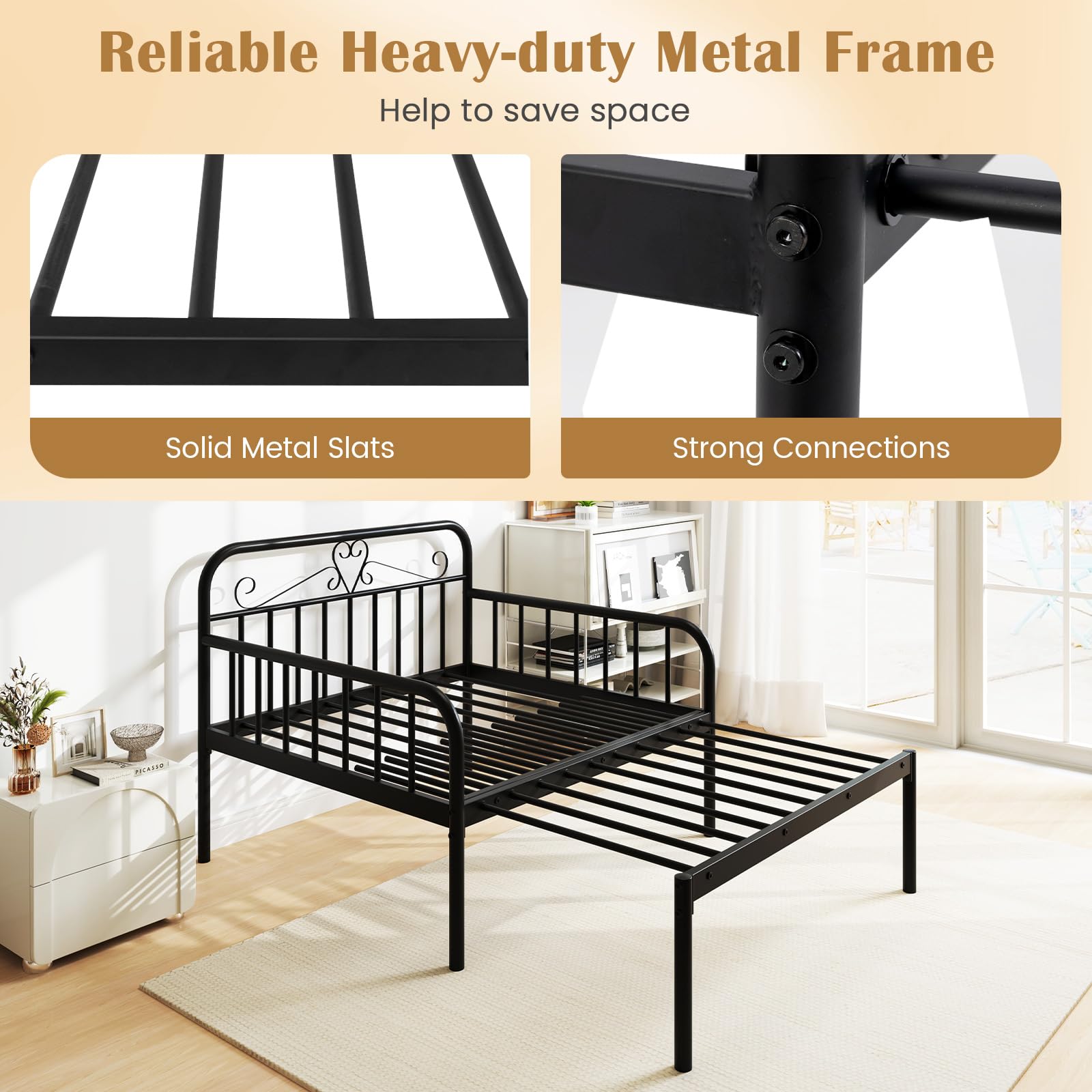 Giantex Metal Twin Bed Frame, Convertible Sofa Bed with Headboard & Armrests, Pull-Out Sleeper Chair Bed