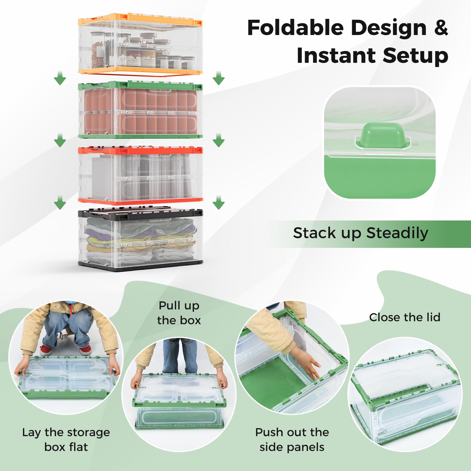 Folding Organizer Cube with Double Doors for Home Office Closet, 4 Packs