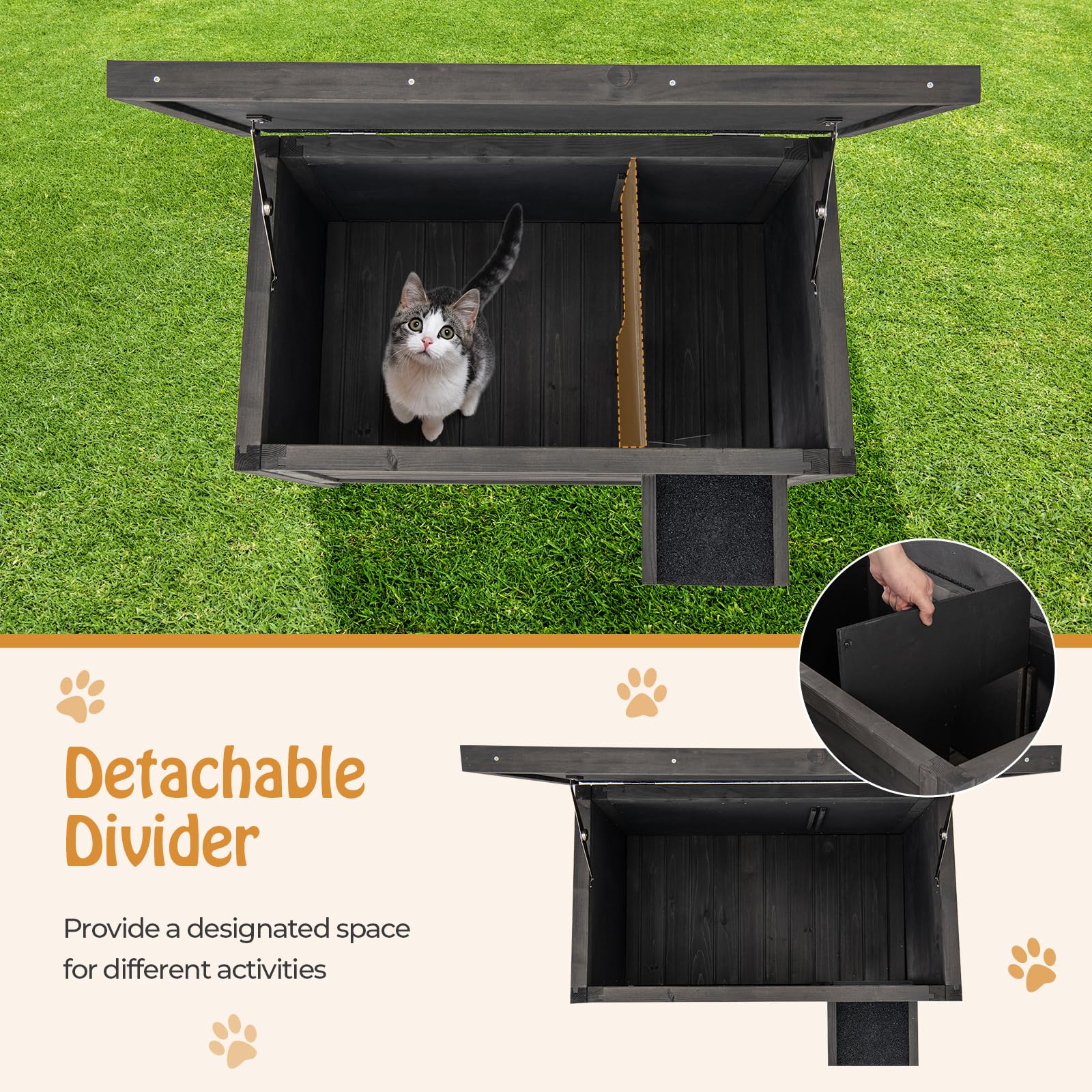 Giantex Outdoor Cat House - Weatherproof Feral Cat Shelter with All-Round Foam Insulated