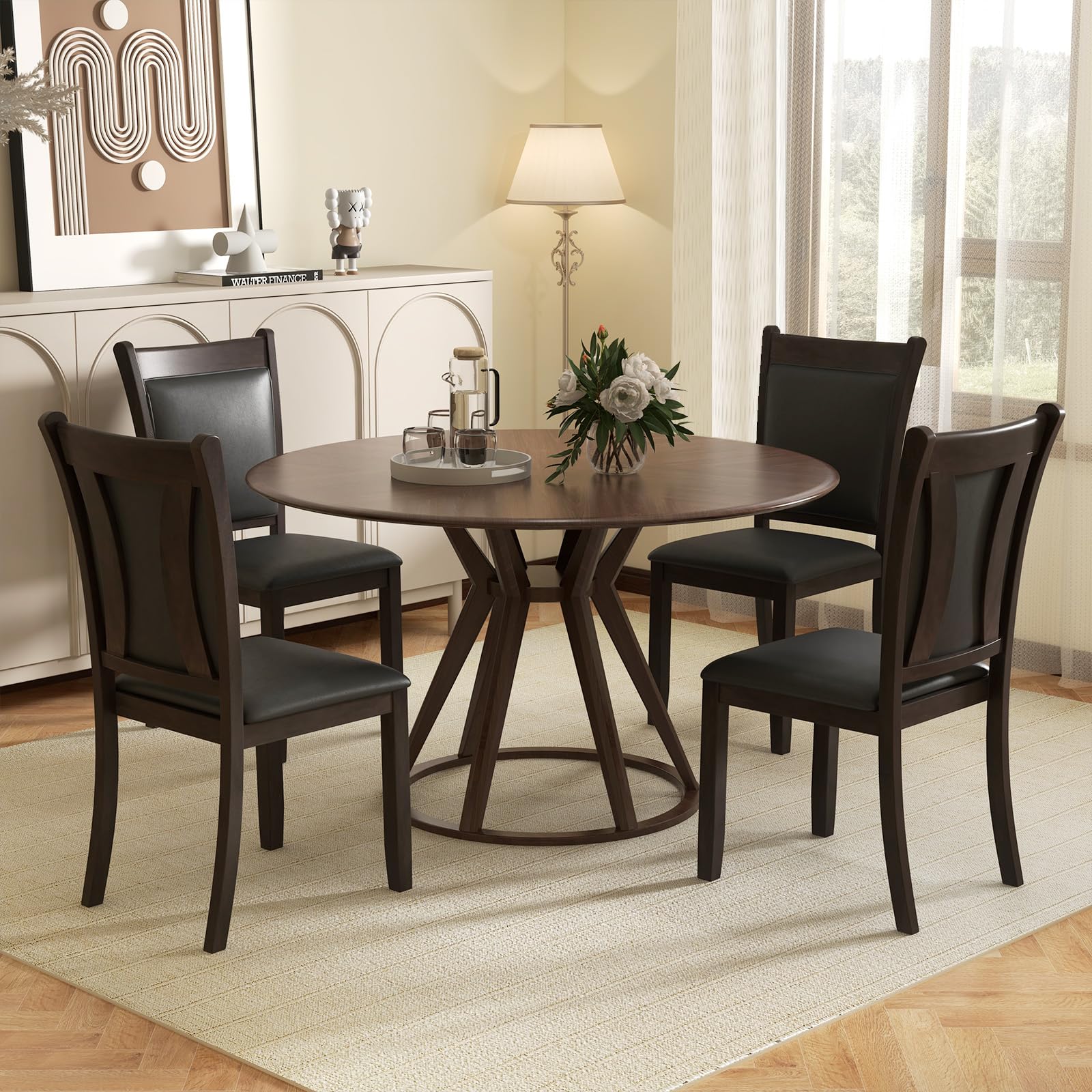 Giantex Wooden Dining Chairs Set, Modern Armless Kitchen Chairs w/Padded Backrest & Seat, Rubber Wood Frame