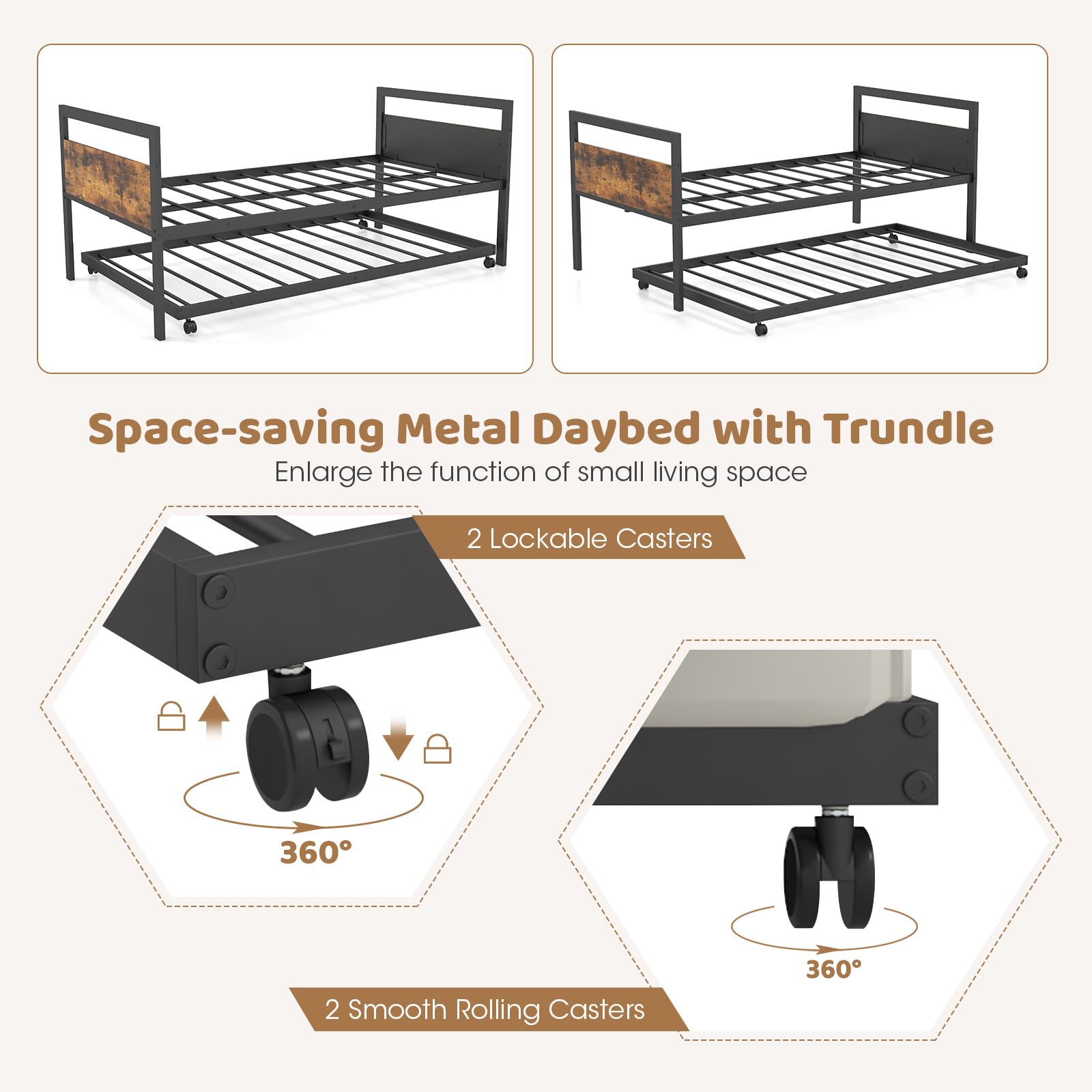 Giantex Metal Daybed with Trundle