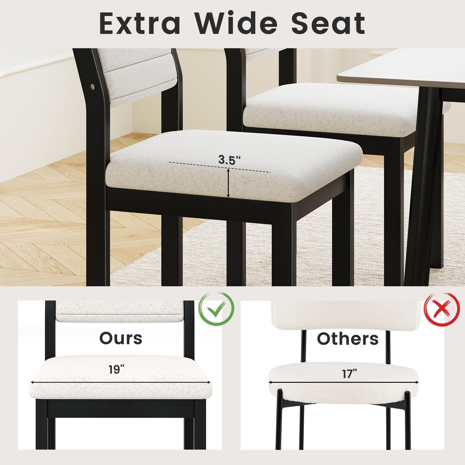 Giantex Sherpa Kitchen Chairs with Wood Frame & Padded Seat