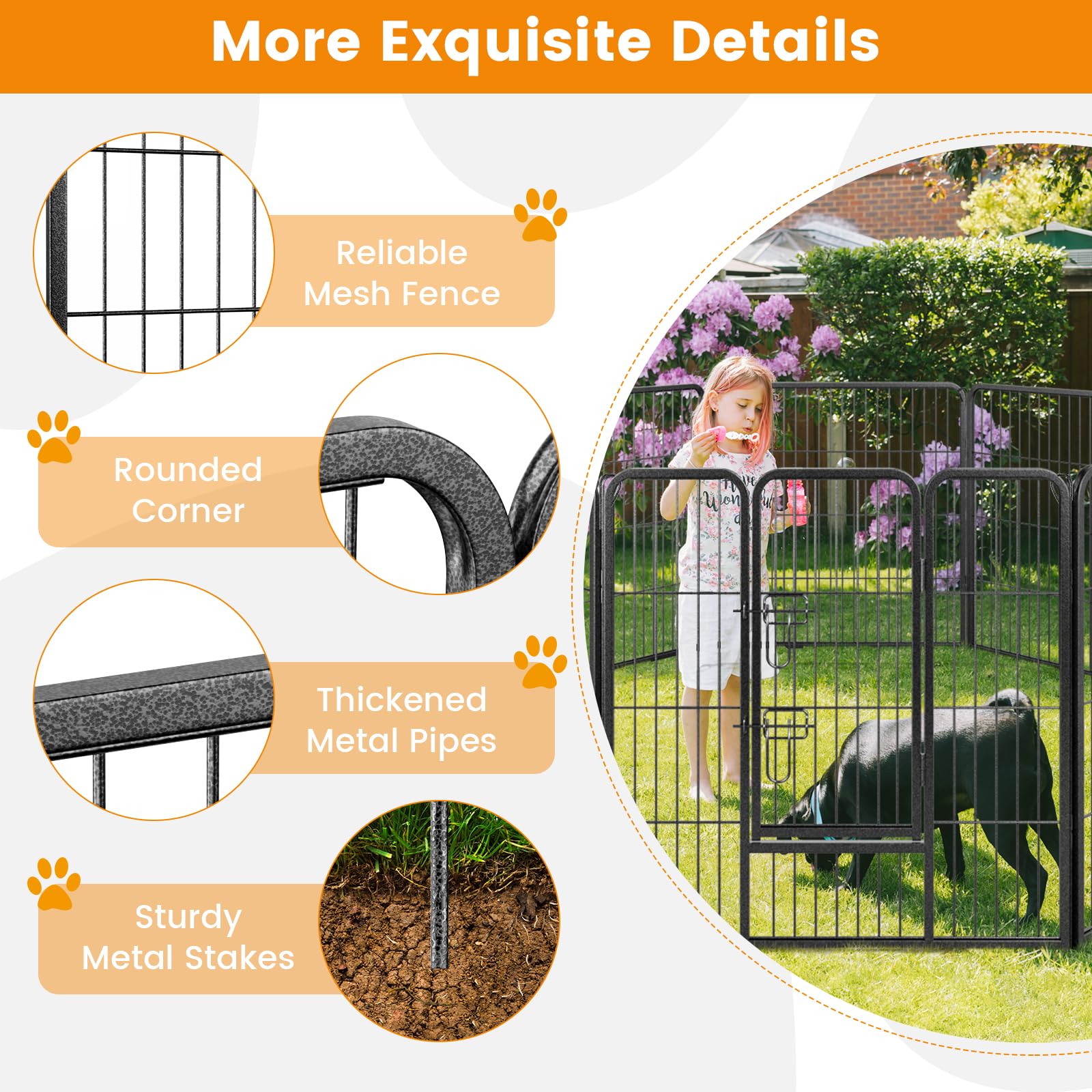 Giantex Dog Playpen Outdoor 32" H - 8/16 Panels Metal Pet Fence for Medium Dogs, Heavy Duty Dog Pen Exercise Fence with Door