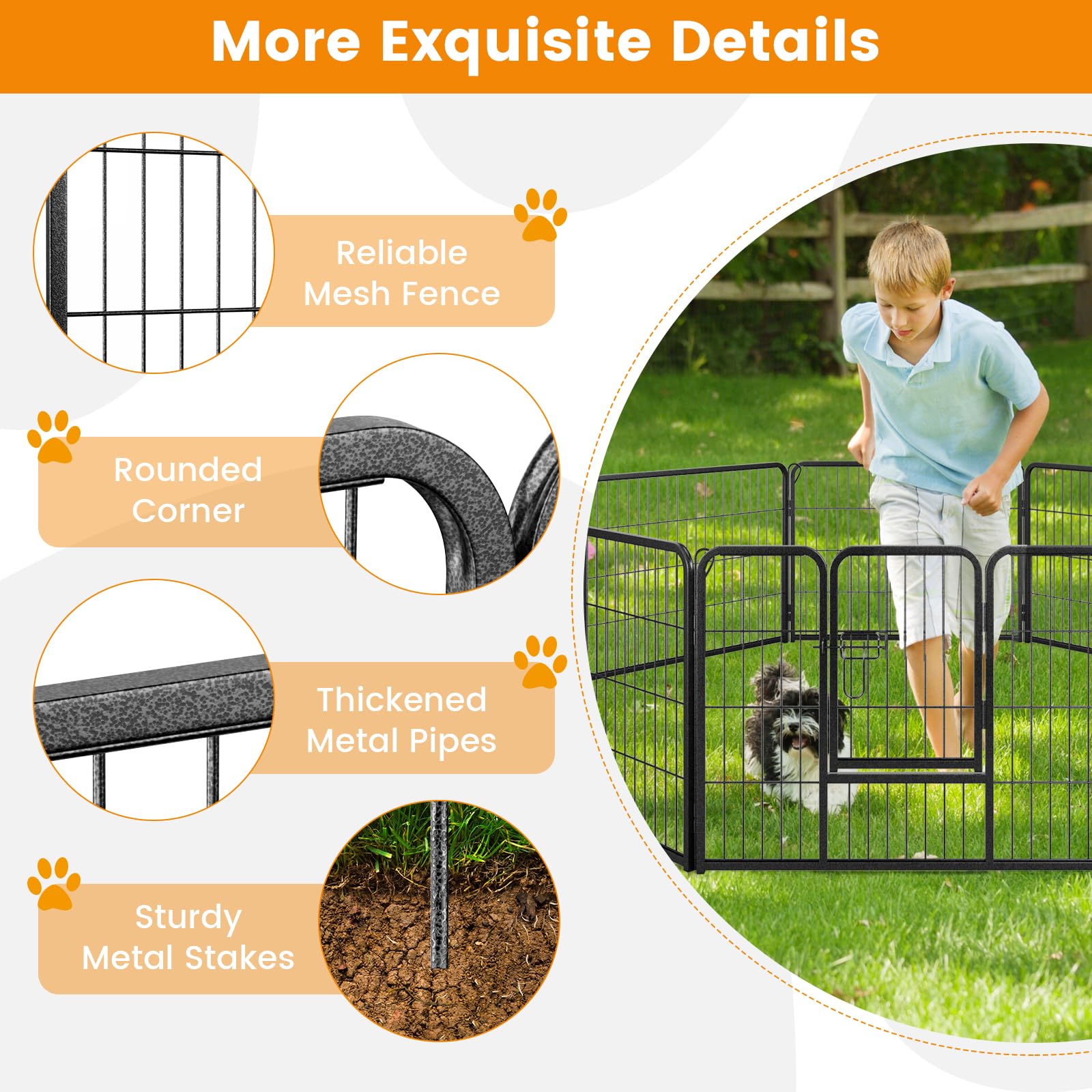 Giantex Dog Playpen Outdoor 24" H - 8/16 Panels Metal Pet Fence for Puppies Small Dogs, Portable Dog Fence for Yard Garden RV Camping