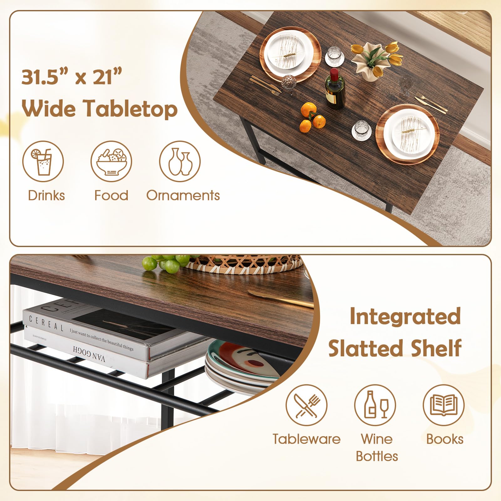 Giantex 3-Piece Dining Table Set with Wine Rack for 2 Small Space