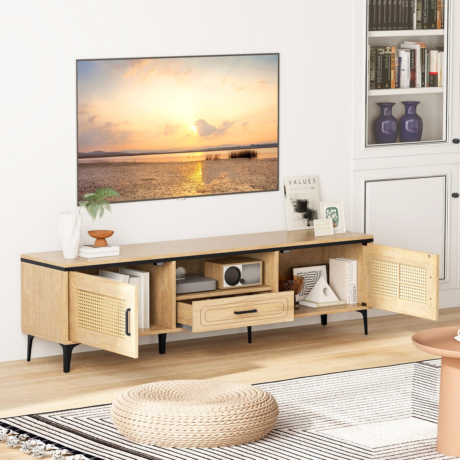 Giantex TV Stand for TV up to 65 Inches, Entertainment Center with 2 Cabinets