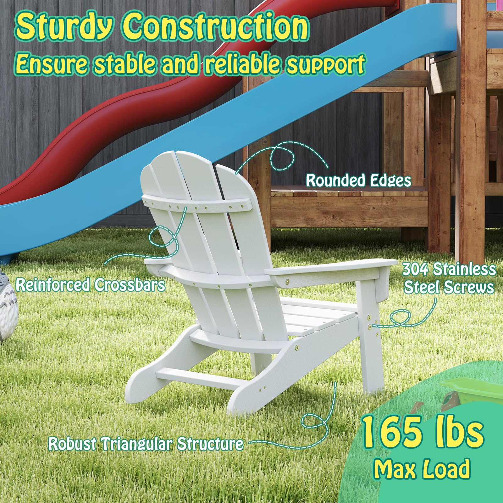 Giantex HDPE Kids Adirondack Chair - All-Weather Lawn Toddler Chair with Ergonomic Design