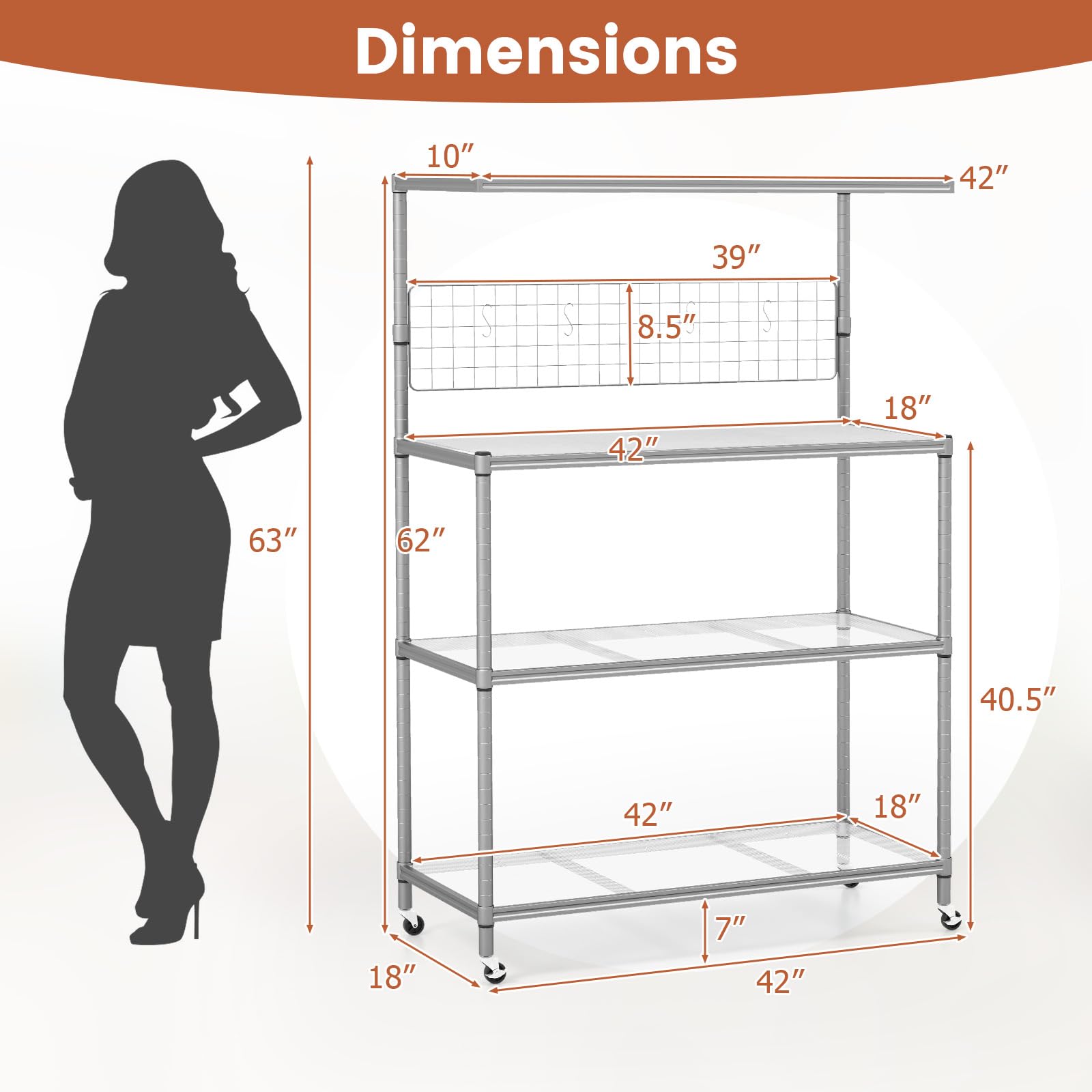 Giantex 4-Tier Microwave Stand, Microwave Cart with Adjustable Shelves