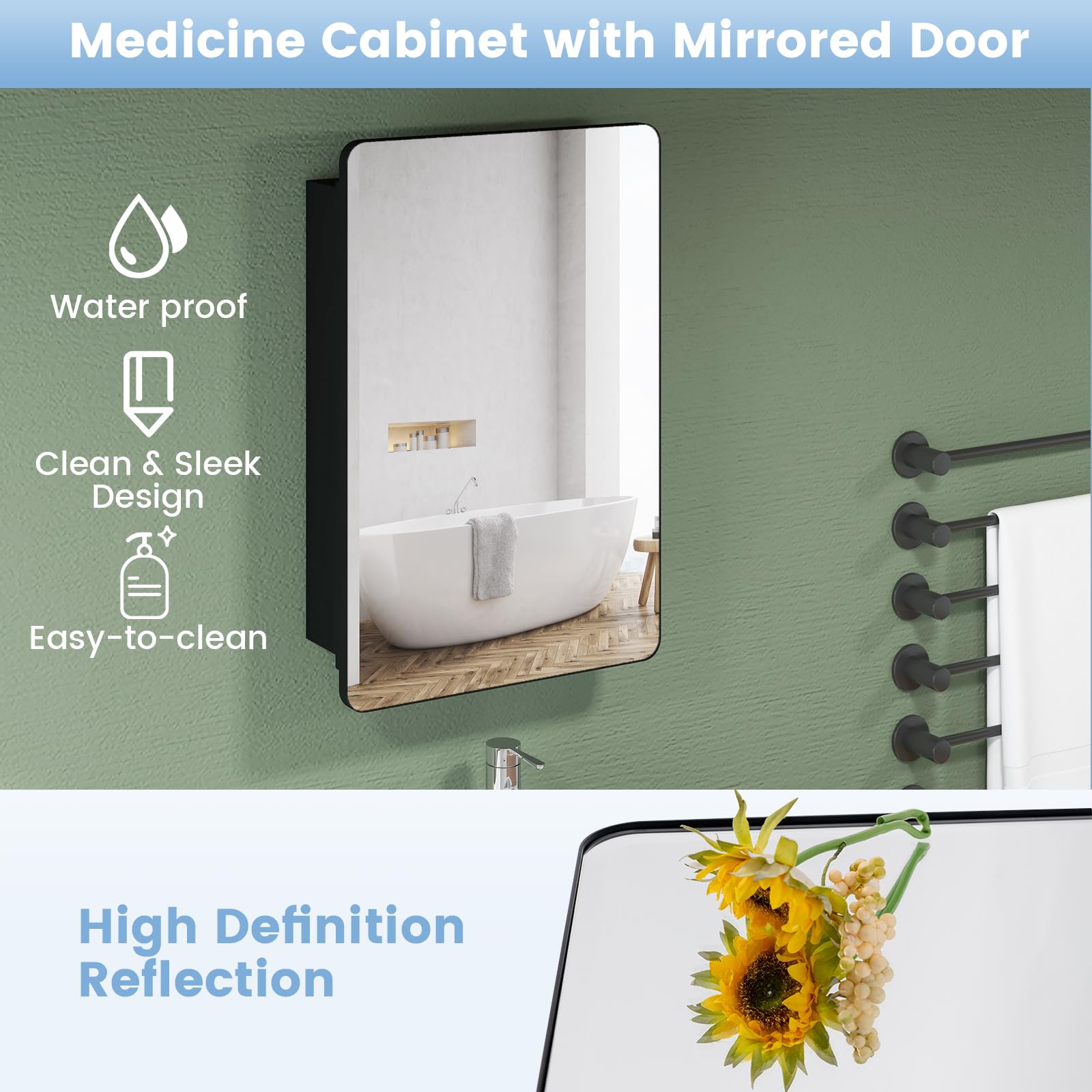 Giantex Medicine Cabinet Mirror, 20x30” Bathroom Cabinet with Beveled Mirror