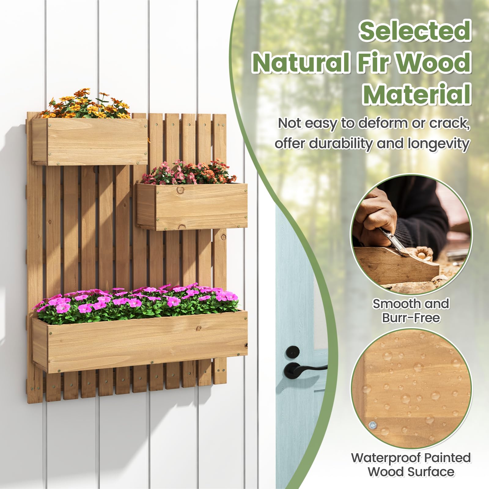 Giantex Wall-Mounted Raised Garden Bed w/Trellis Board