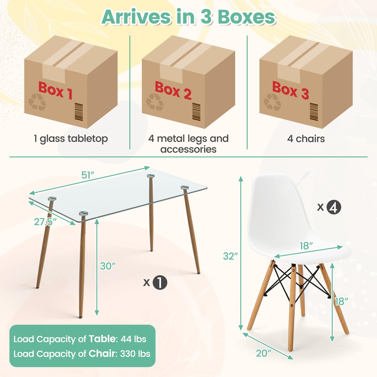 Giantex 5-Piece Dining Table Set