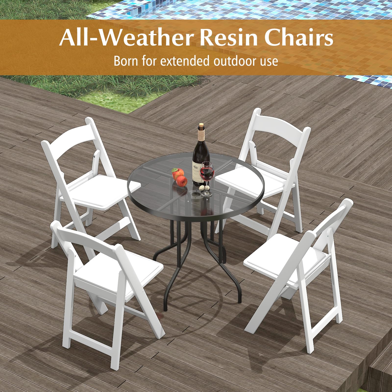 Giantex Folding Chairs with Padded Seat, All-Weather Resin Frame