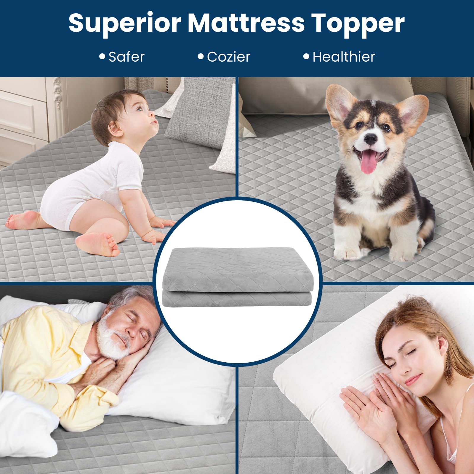 Giantex Mattress Topper Cover, Soft Velvet Mattress Protector with Deep Pockets