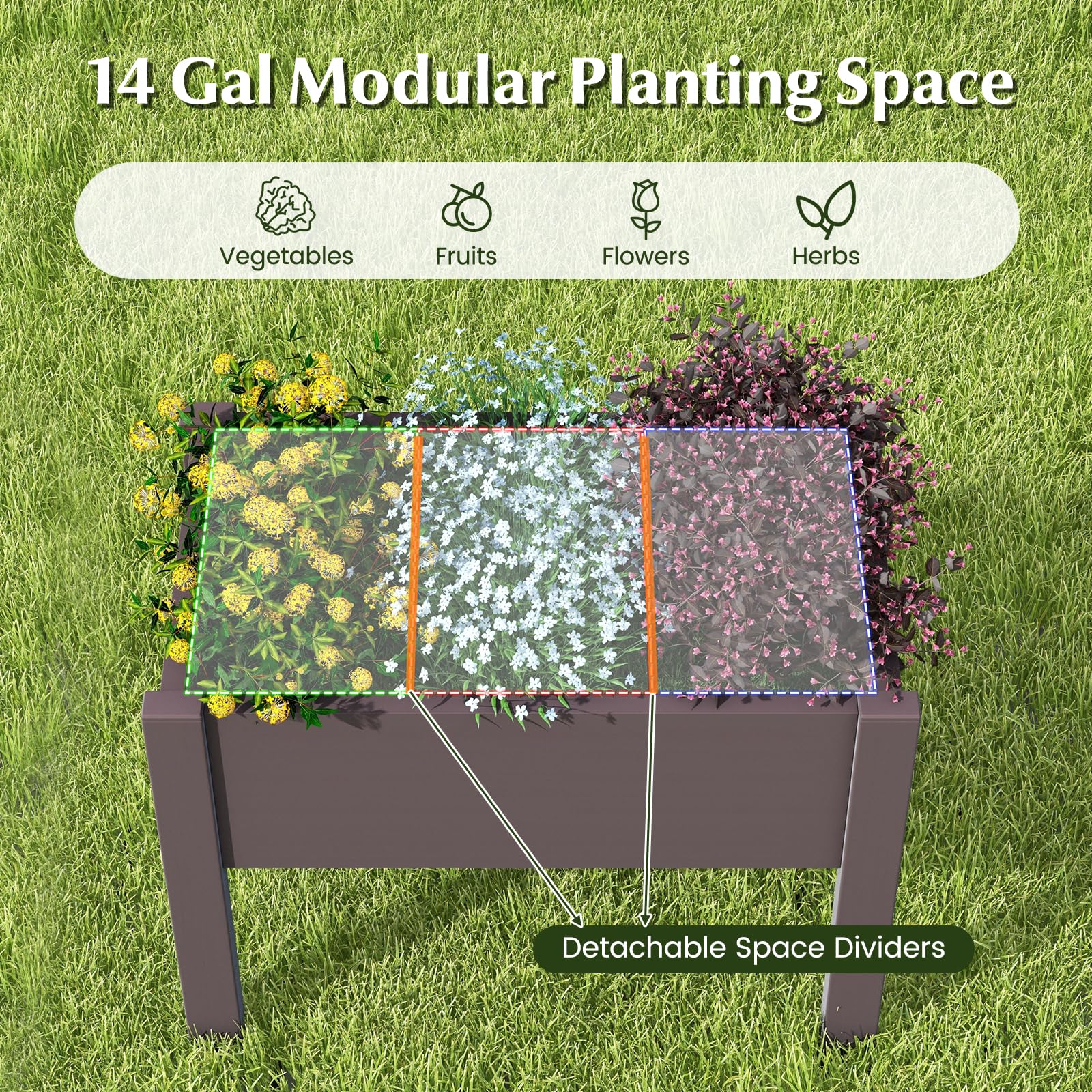 Giantex Raised Garden Bed with Legs, Self-Watering Planter Box with Water Level Indicator