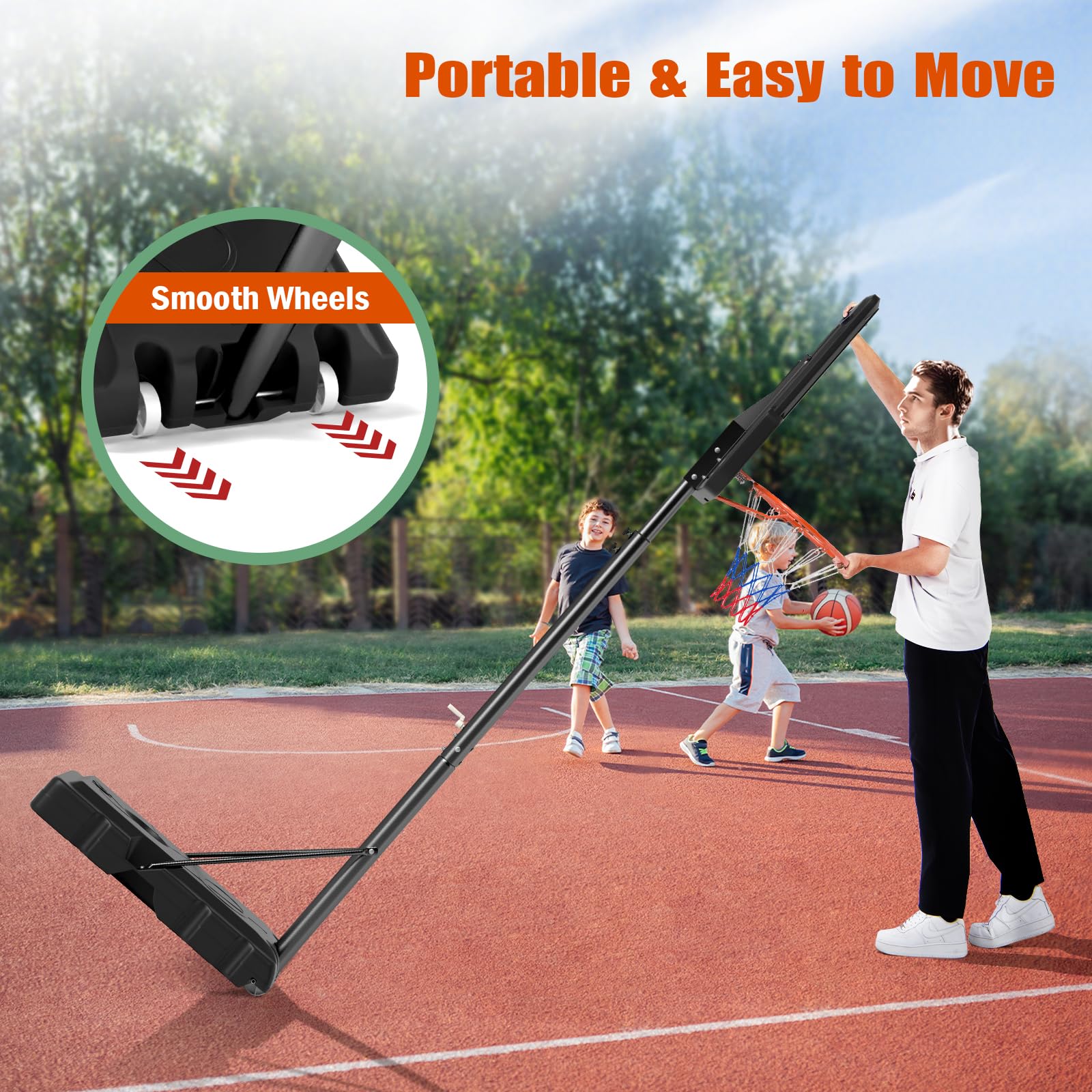 Giantex Portable Basketball Hoop Outdoor - 7.4-10 FT Height Adjustable Basketball Goal System