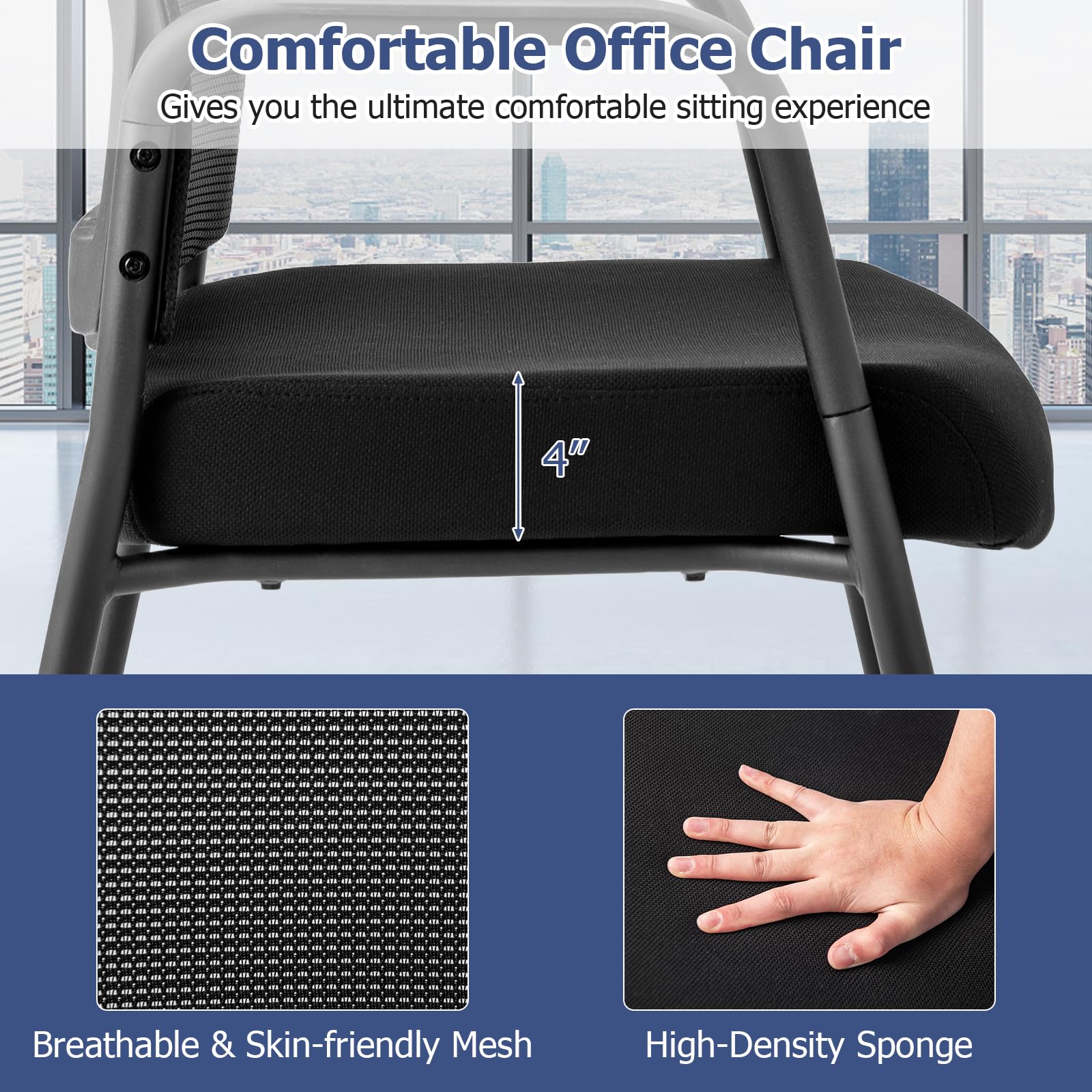 Giantex Waiting Room Chairs - Reception Chairs, Office Guest Chairs with Wheels, Metal Frame & Armrests