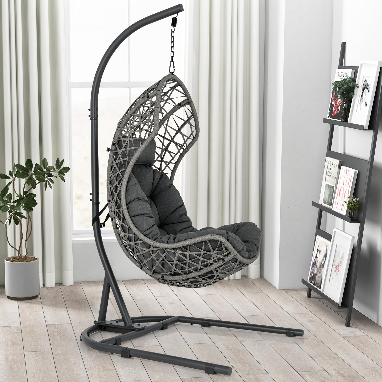 Giantex Egg Chair Outdoor Indoor - Hammock Chair with stand, Pillow, Cushion, Hanging Accessories