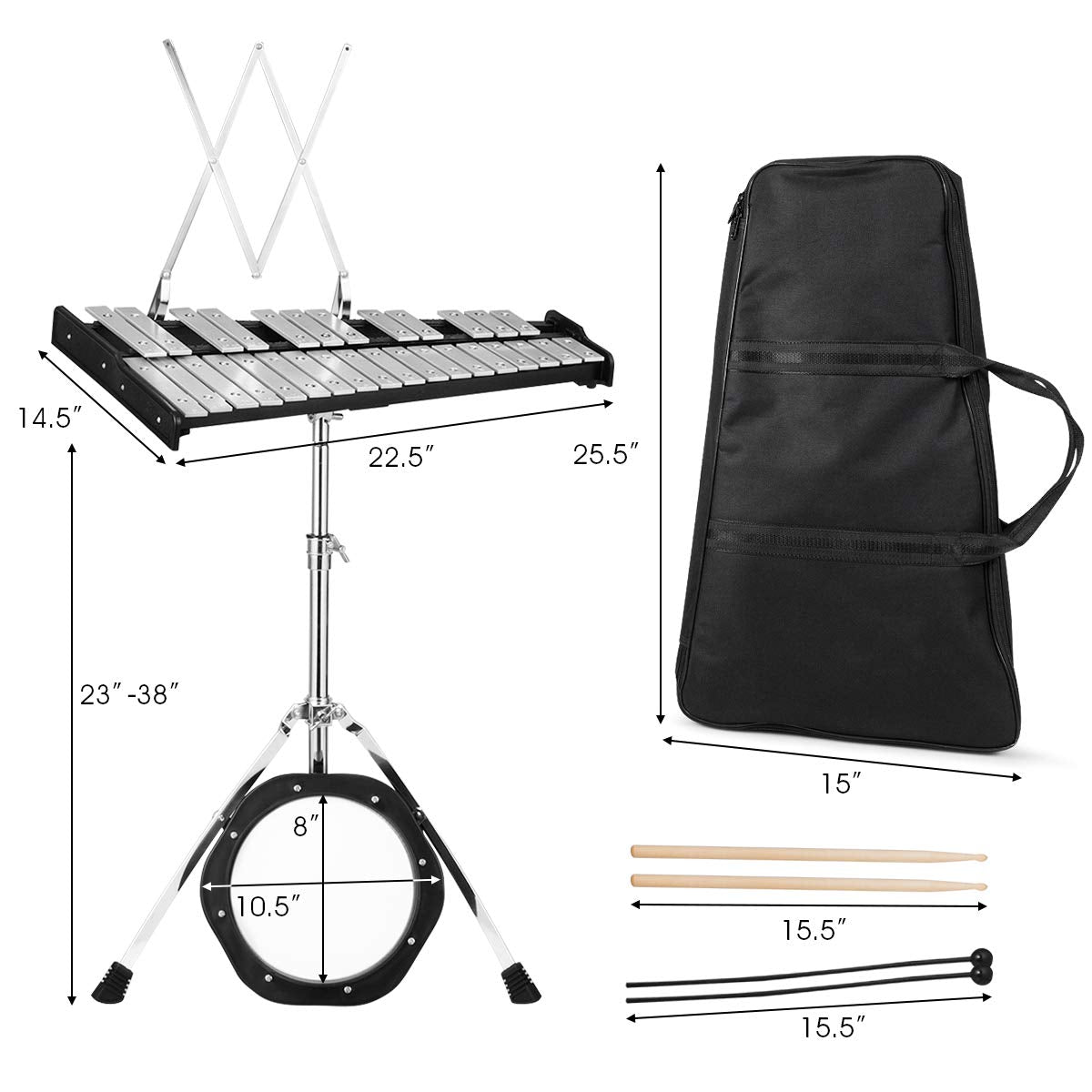 Giantex Percussion Glockenspiel Bell Kit 30 Notes