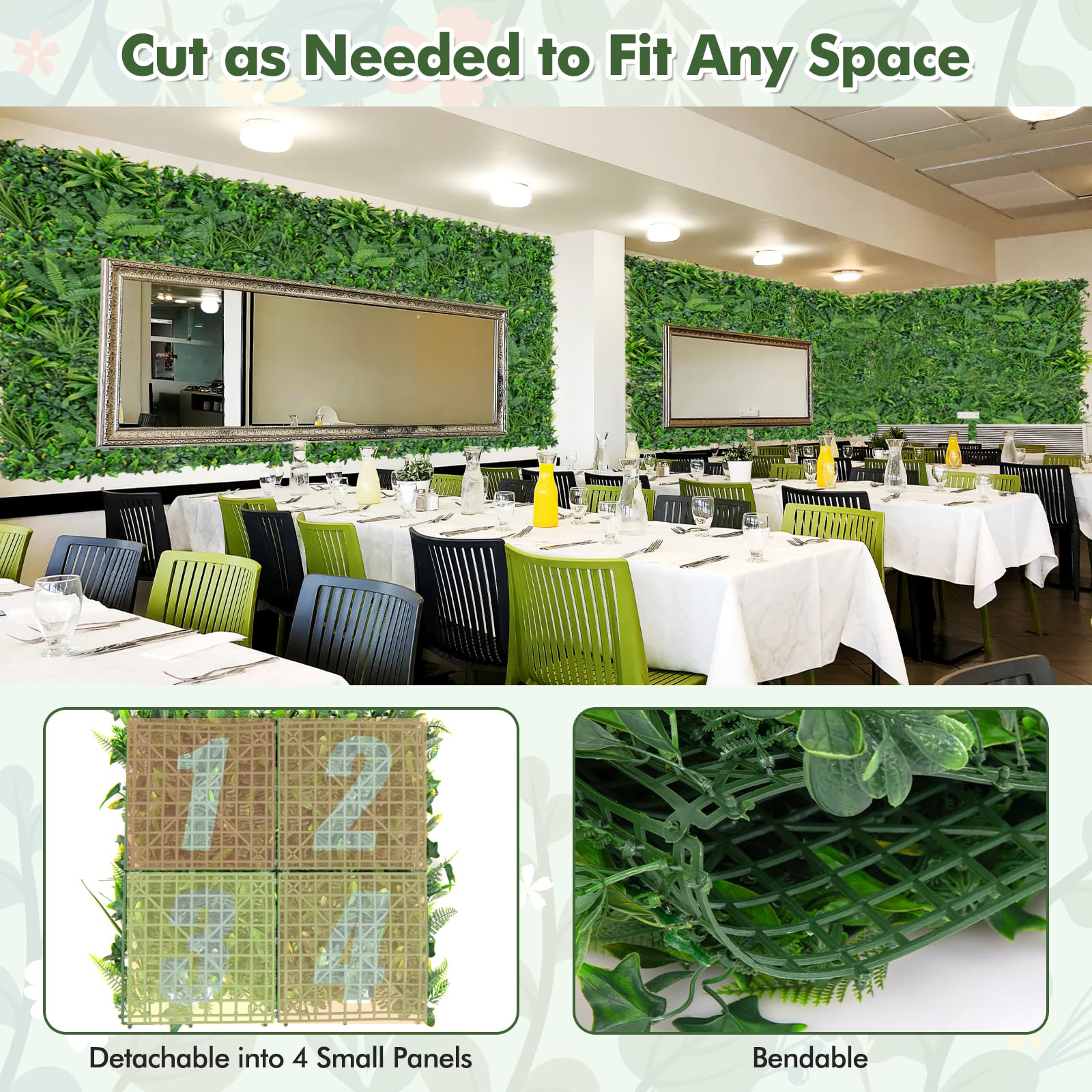 Giantex Grass Wall Panels Backdrop - 4 PCS 20"x20" Artificial Tropical Boxwood Panels