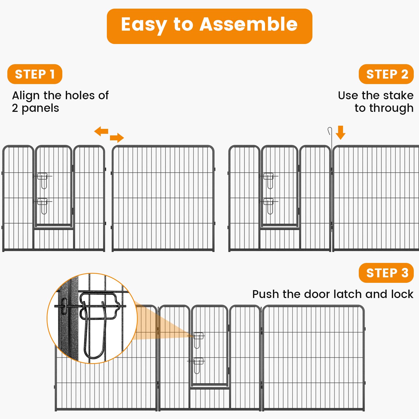 Giantex Dog Playpen Outdoor 32" H - 8/16 Panels Metal Pet Fence for Medium Dogs, Heavy Duty Dog Pen Exercise Fence with Door