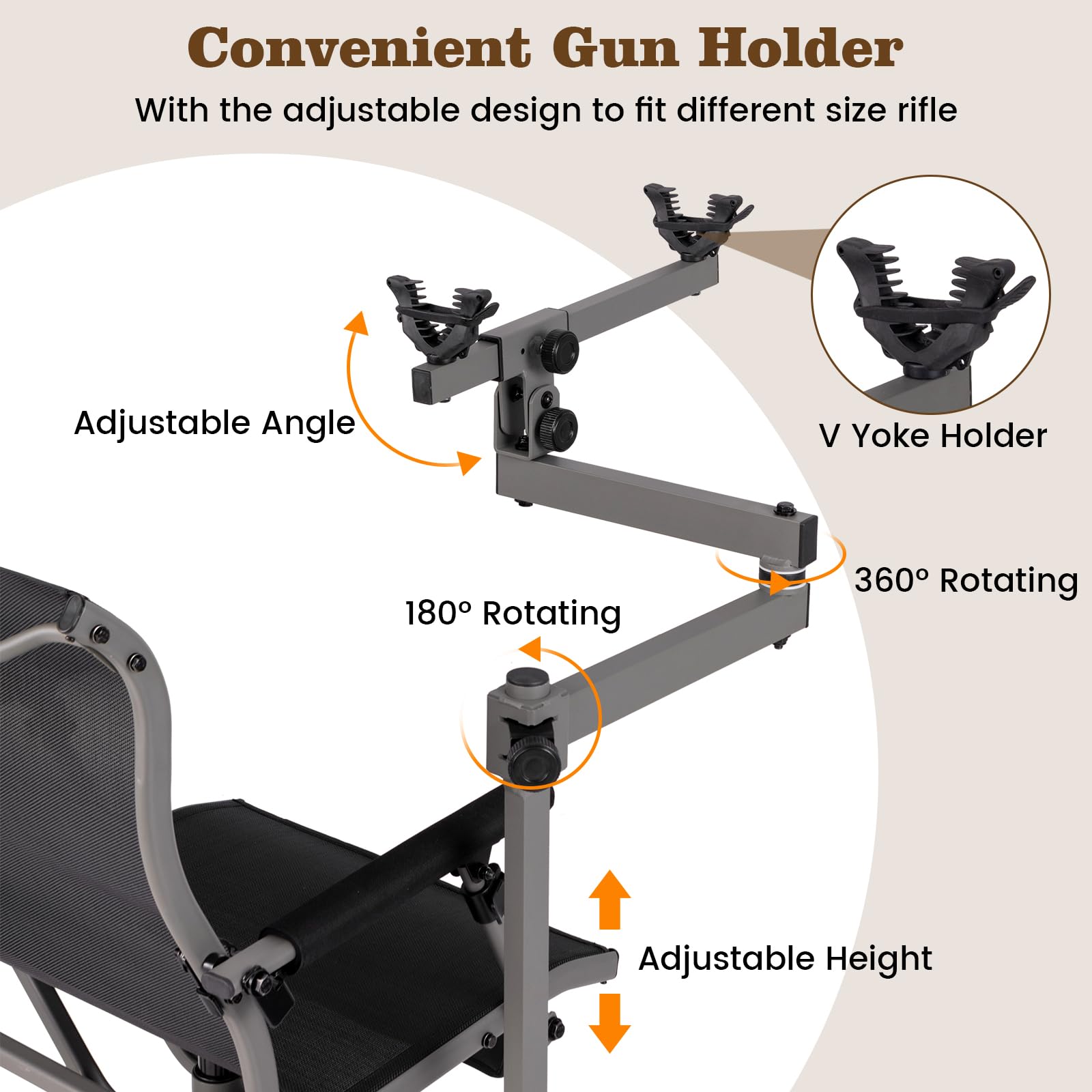 Giantex 360° Swivel Hunting Chair with Gun Rest, Adjustable Armrests, Telescopic Legs, All-Terrain Duck Feet