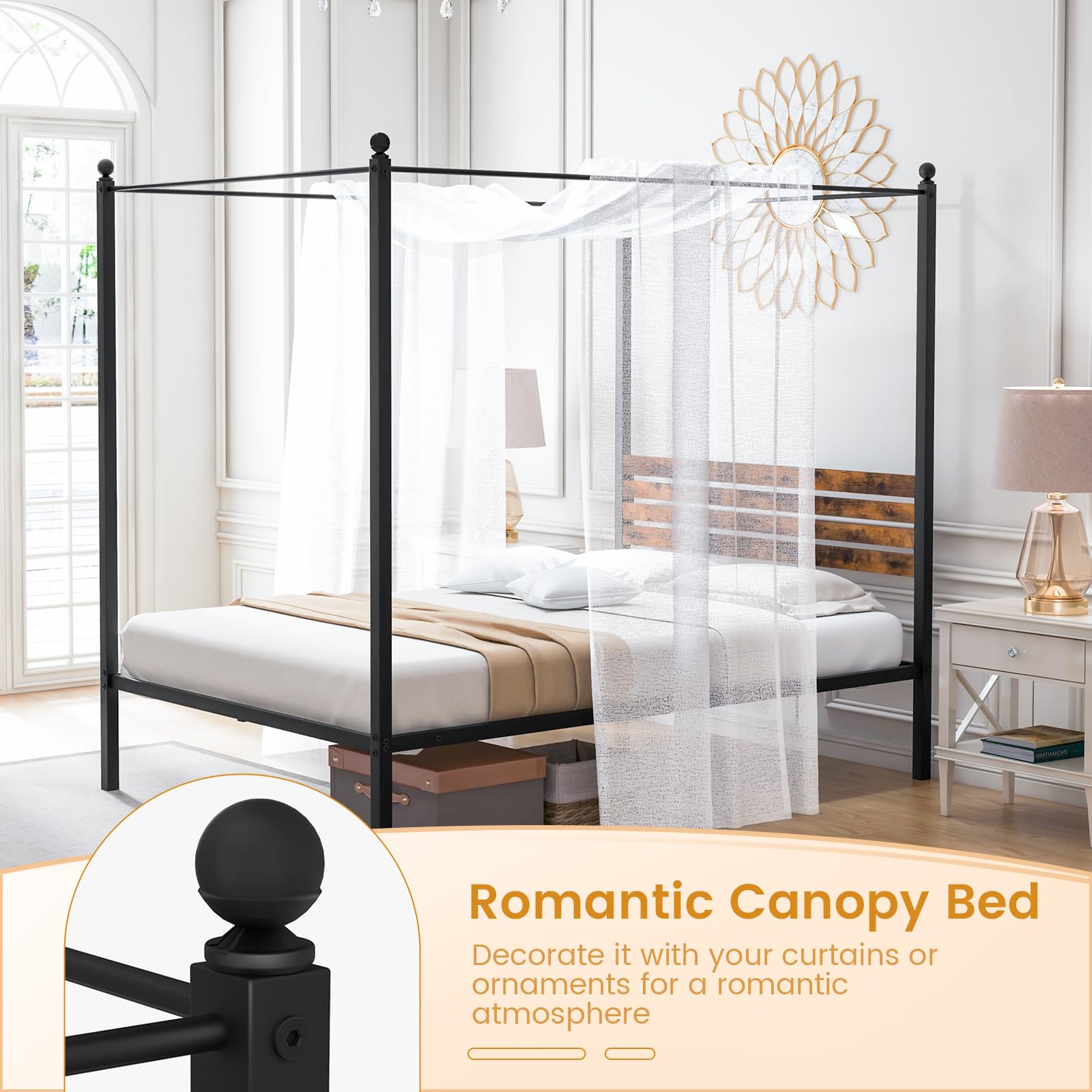 Giantex Metal Canopy Bed Frame