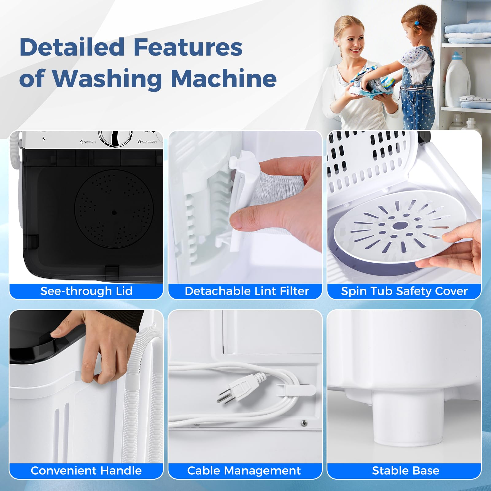 Giantex Portable Washing Machine, 17.6lbs Compact Washer Spinner Combo with Pump Drain