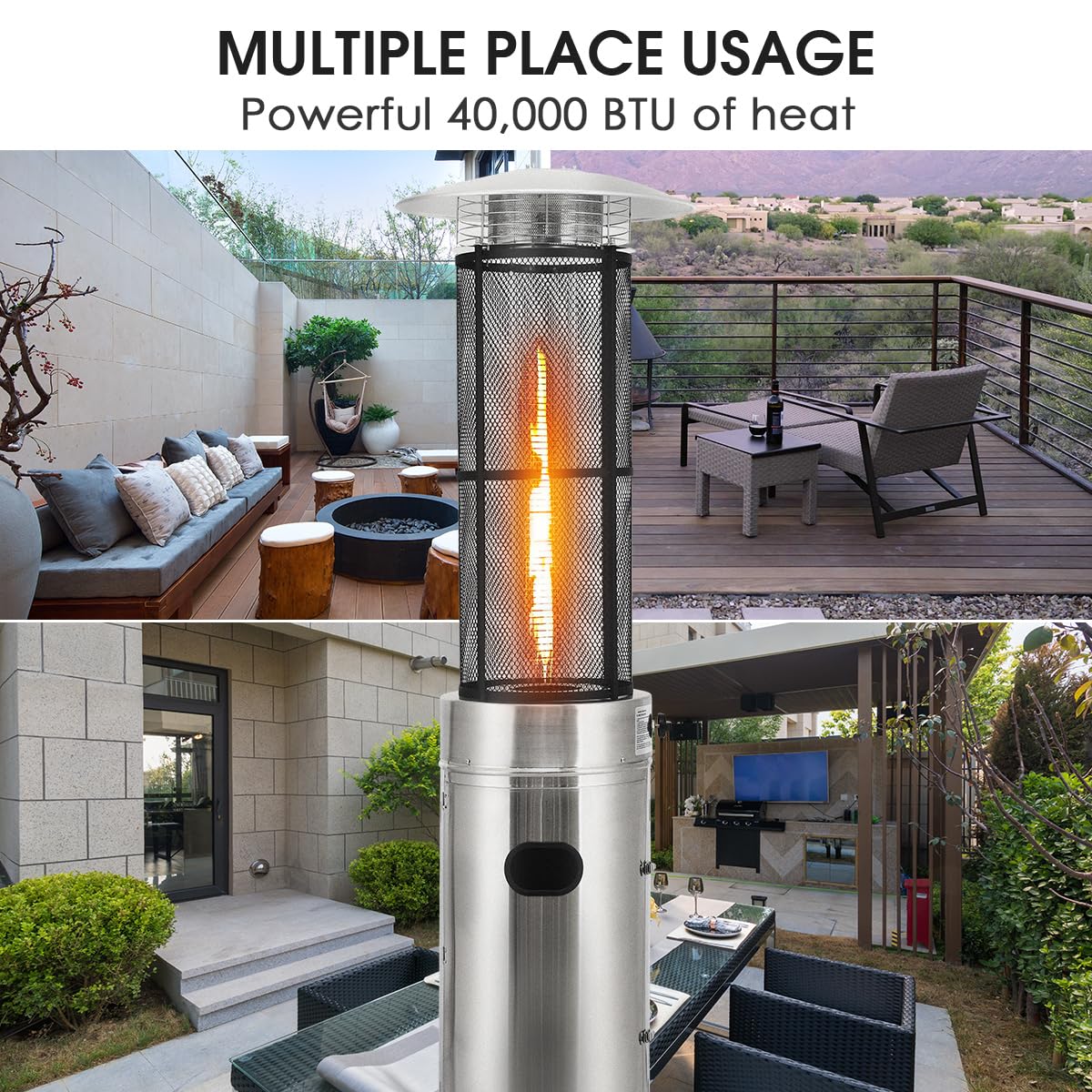 Giantex Outdoor Propane Patio Heaters Floor-Standing Round W/Dancing Flame