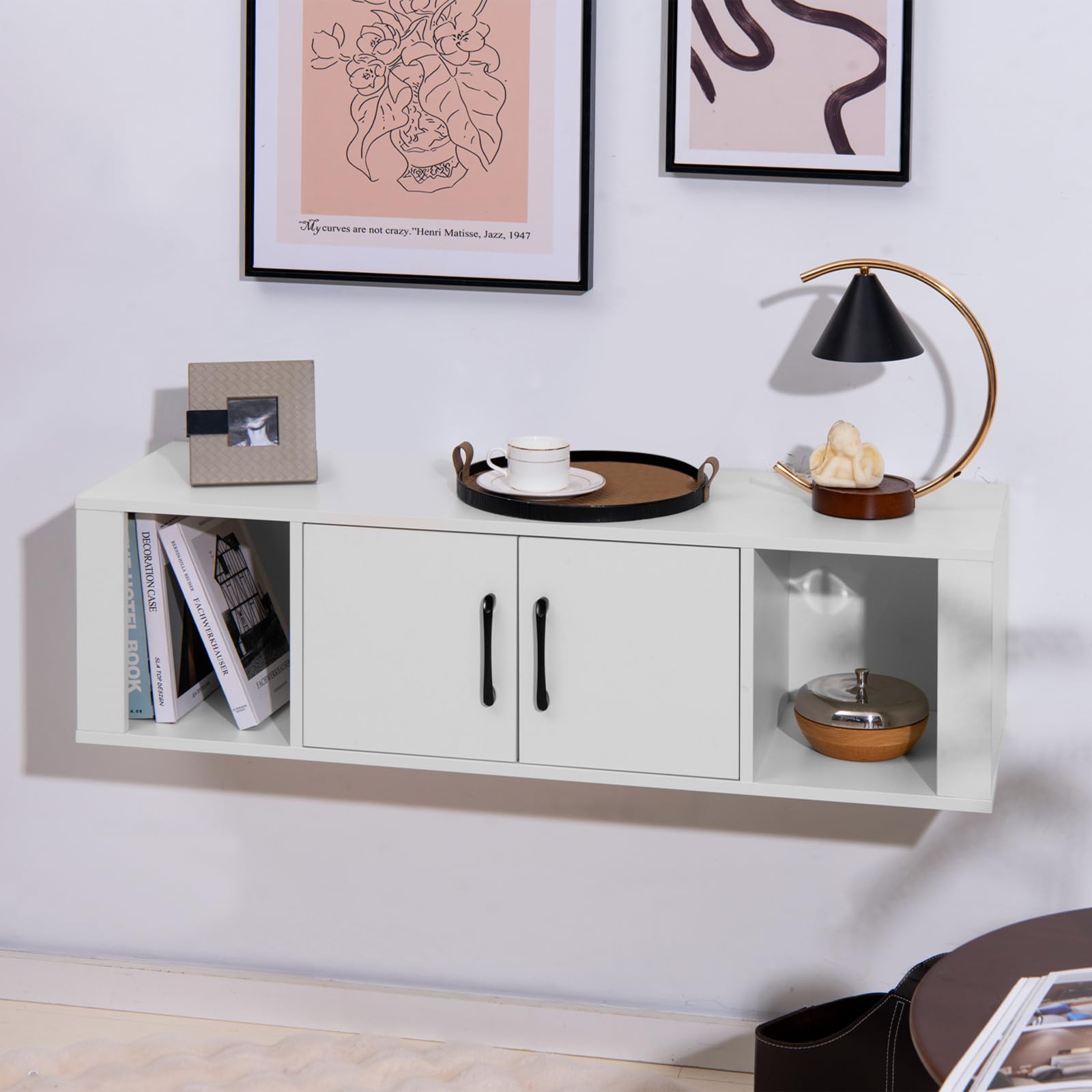 Wall Mounted Storage Cabinet 2 Cube Floating Media Hanging Desk