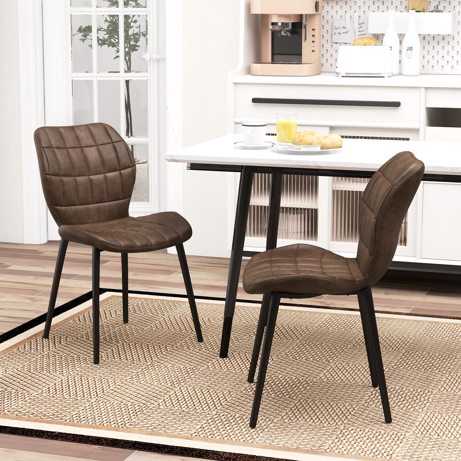 Giantex Upholstered Dining Chairs, Mid Century Retro Kitchen Chairs w/Padded Back & Seat