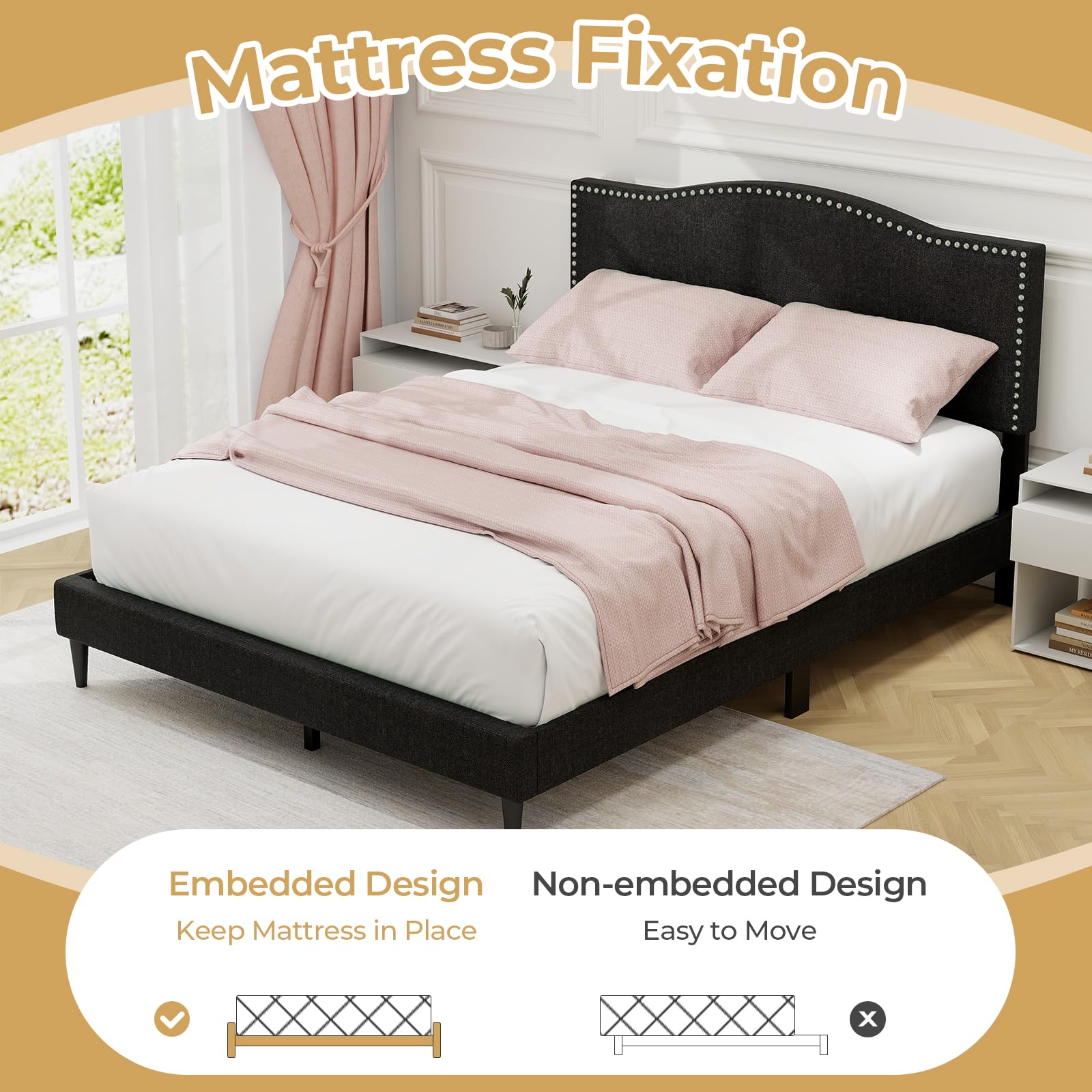 Giantex Queen Bed Frame with Headboard