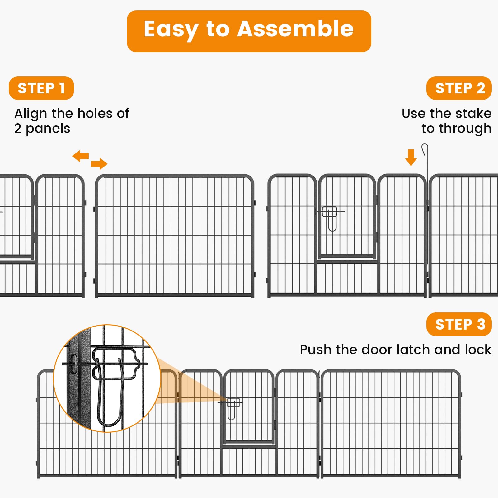 Giantex Dog Playpen Outdoor 24" H - 8/16 Panels Metal Pet Fence for Puppies Small Dogs, Portable Dog Fence for Yard Garden RV Camping