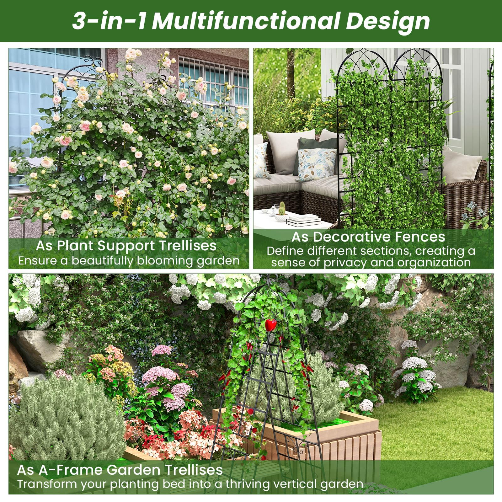 Giantex 2 Pack Trellis for Climbing Plants Outdoor, 7 FT Tall Galvanized Steel Garden Trellis