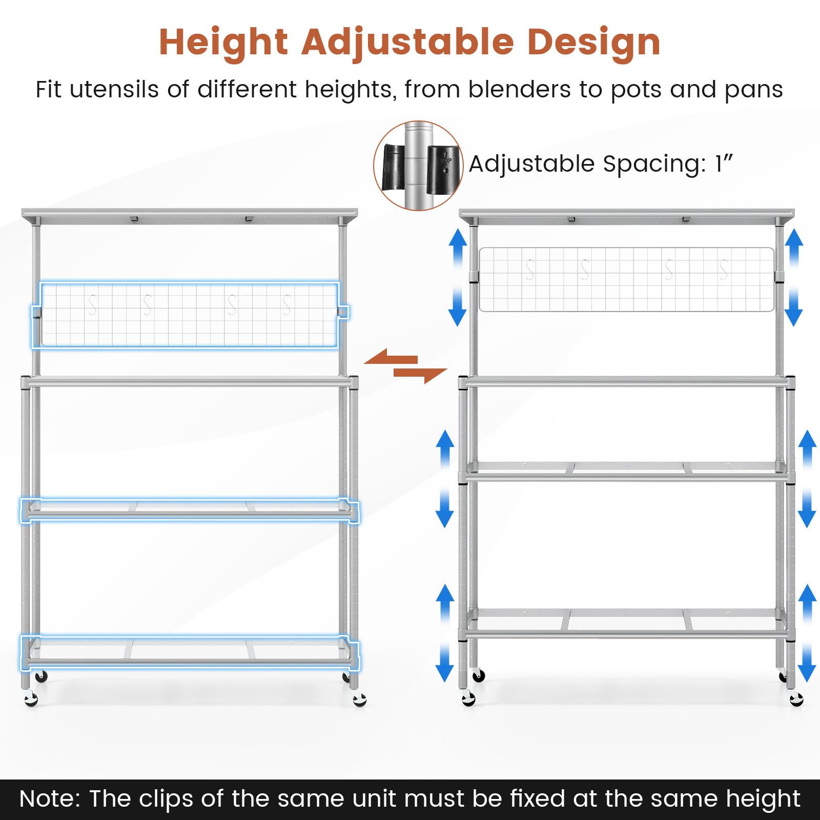 Giantex 4-Tier Microwave Stand, Microwave Cart with Adjustable Shelves