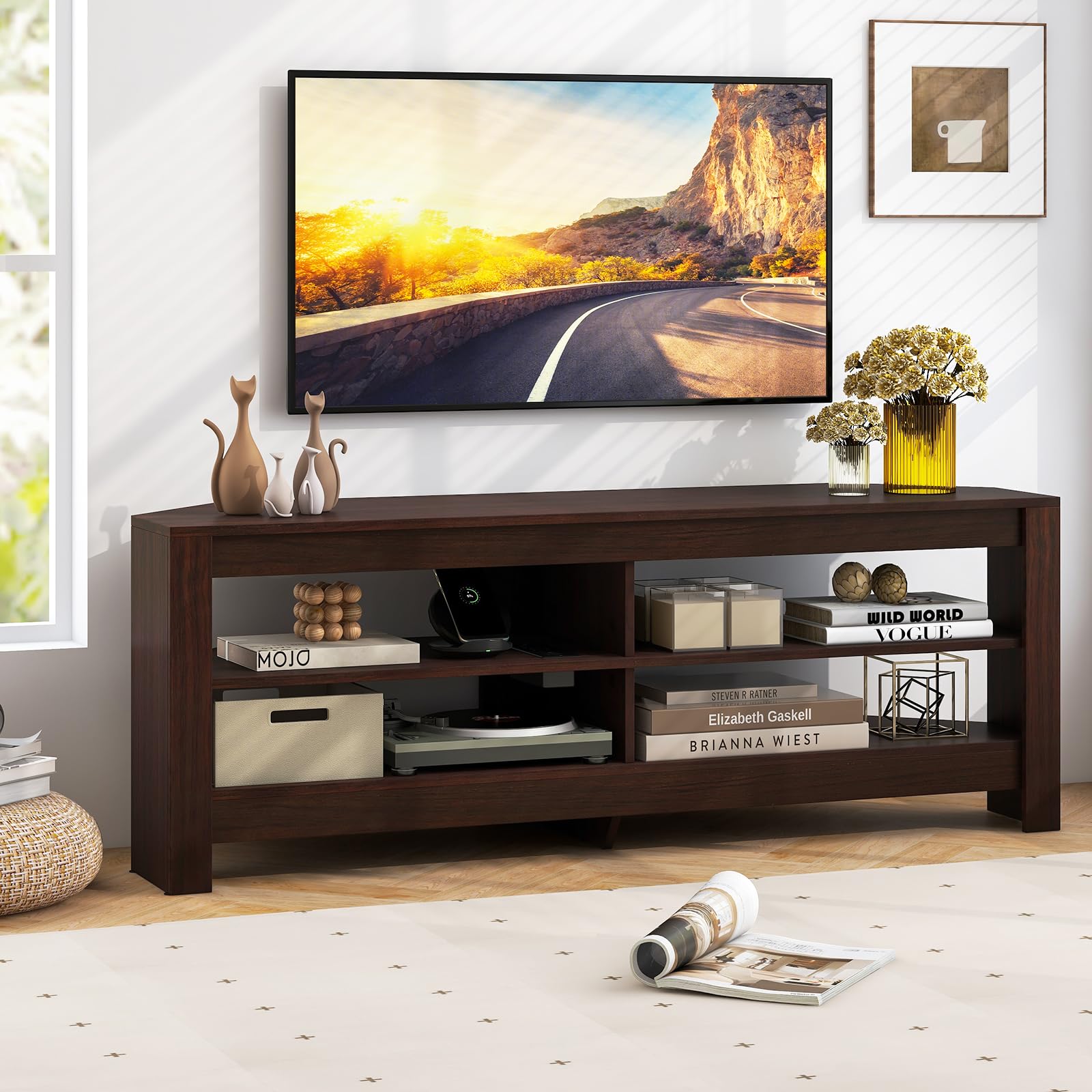 Giantex Corner TV Stand with Power Outlet, 3-Tier Entertainment Center